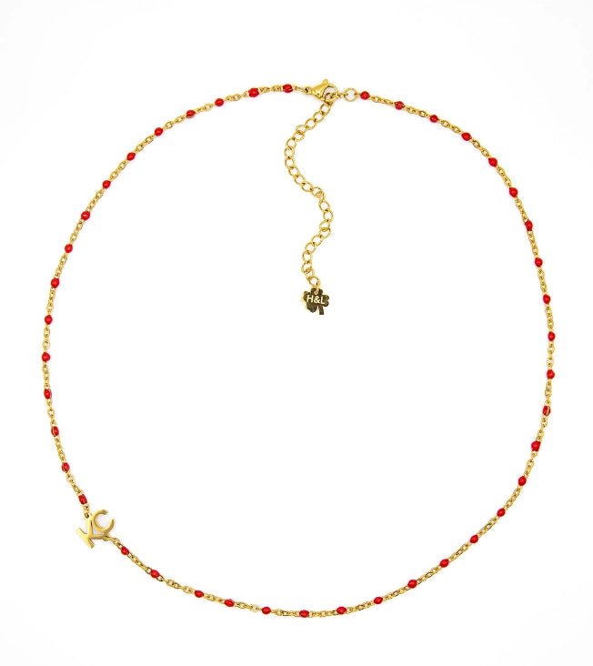 KC Red/Gold Beaded Necklace