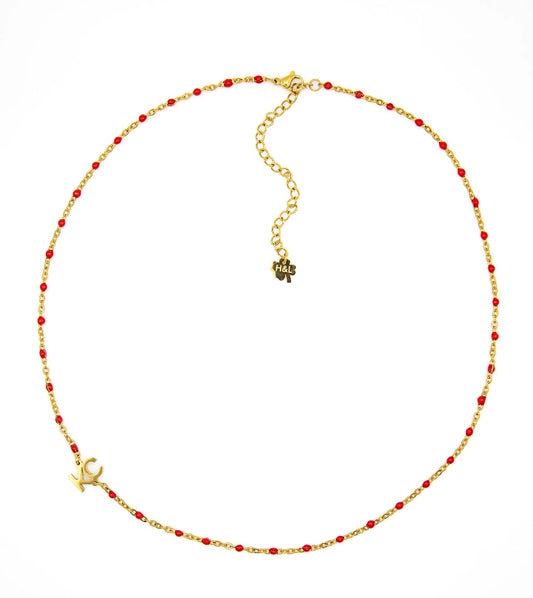 KC Red/Gold Beaded Necklace