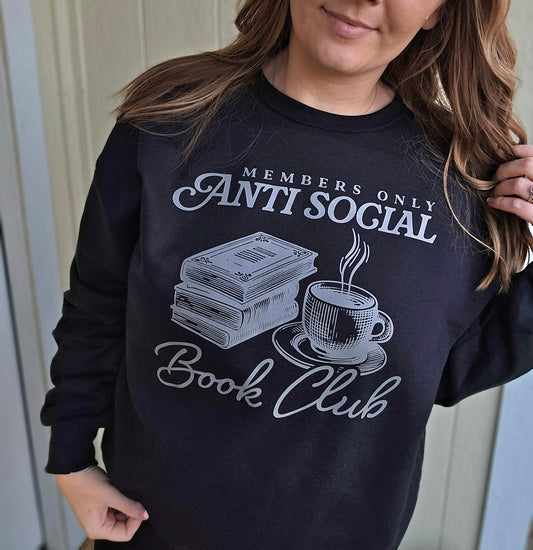 ANTISOCIAL BOOK CLUB Black Crewneck Sweatshirt