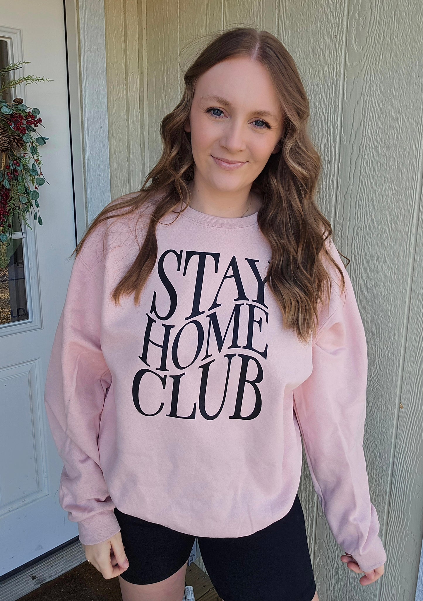 STAY HOME CLUB Blush Pink Crewneck Sweatshirt