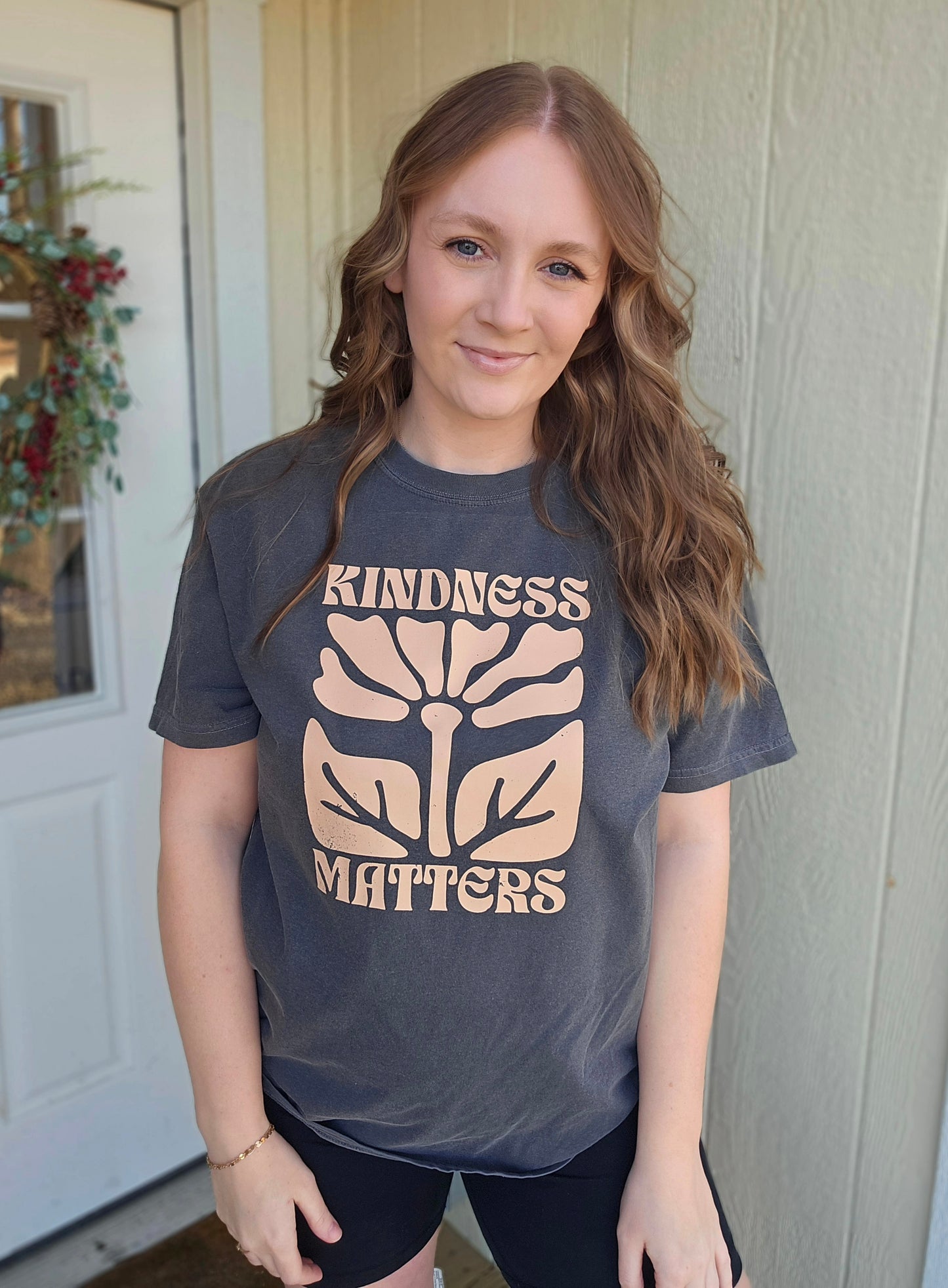 KINDNESS MATTERS Charcoal Vintage Wash Short Sleeve Tee