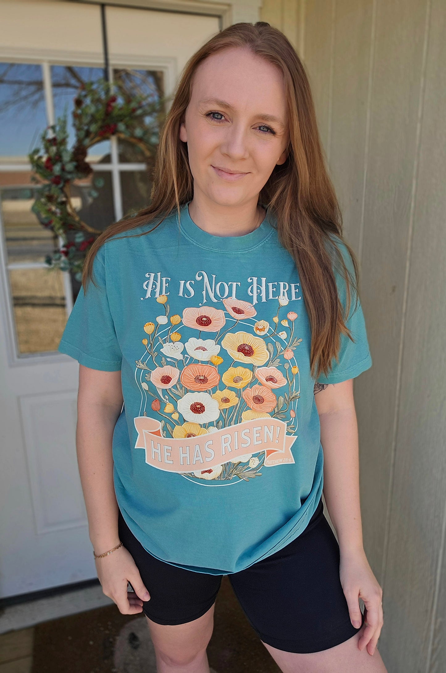 HE IS RISEN Seafoam Vintage Wash Tee