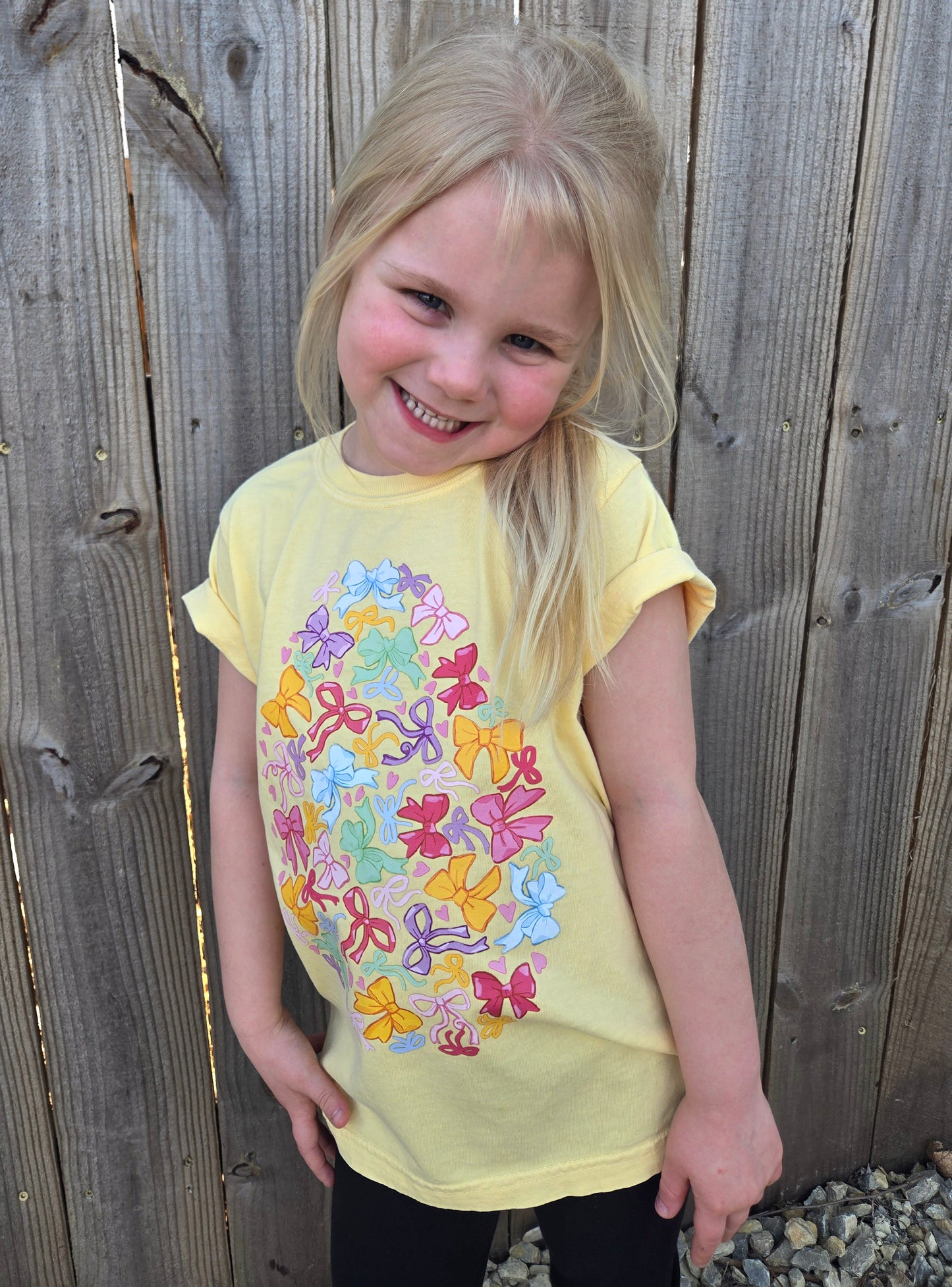 PASTEL BOW EGG Yellow Vintage Wash Short Sleeve Tee (YOUTH)
