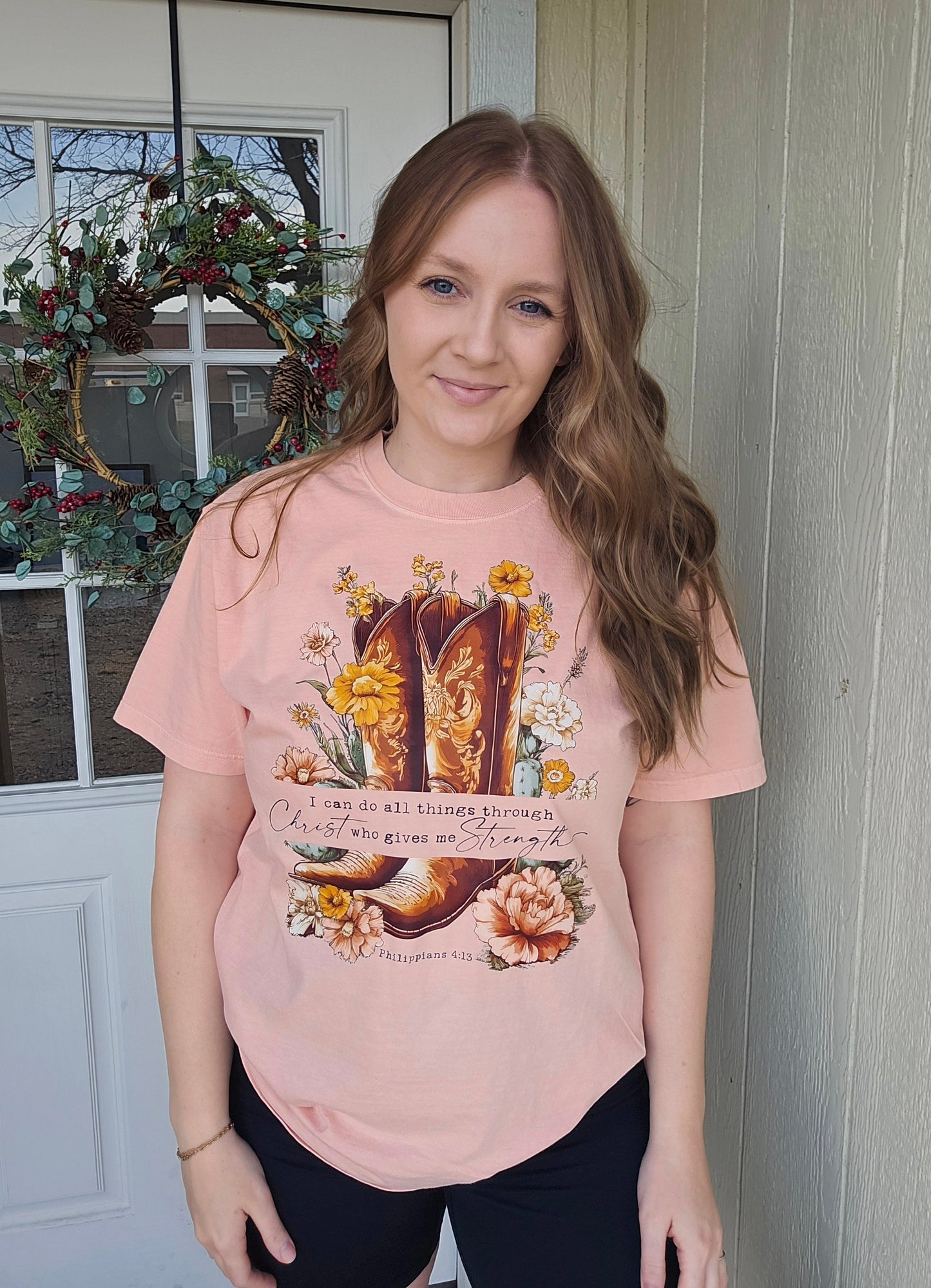 I CAN DO ALL THINGS Peach Vintage Wash Tee