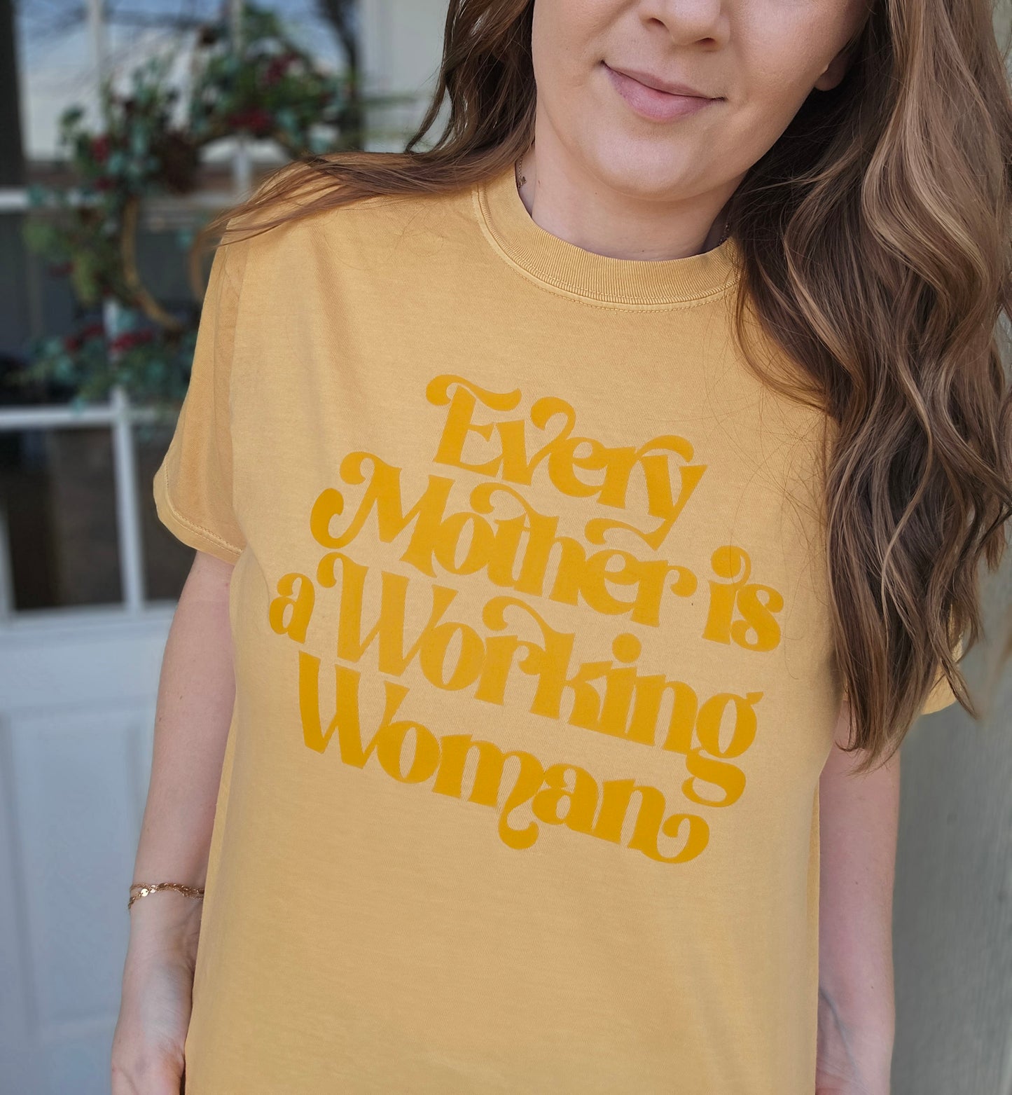 EVERY MOTHER Mustard Vintage Wash Short Sleeve Tee
