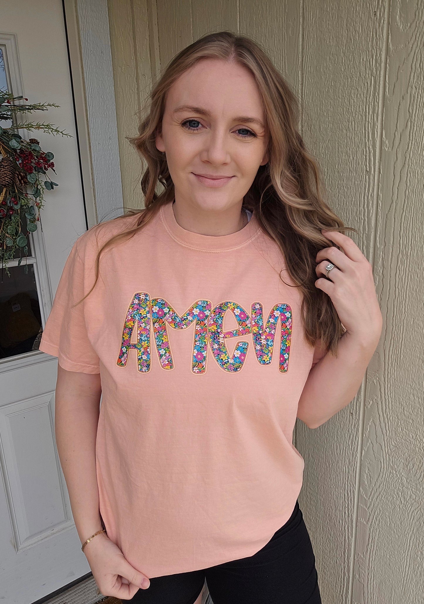 AMEN Floral Peach Vintage Wash Tee