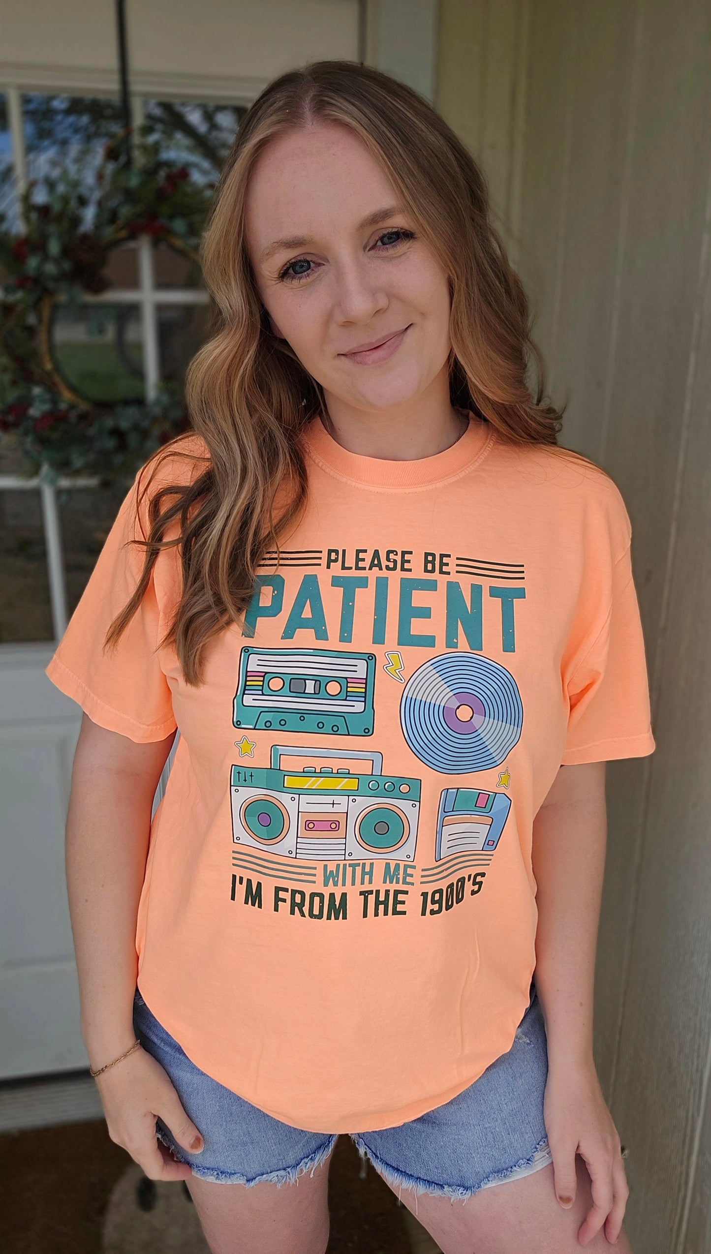 FROM THE 1900s Neon Peach Vintage Wash Tee