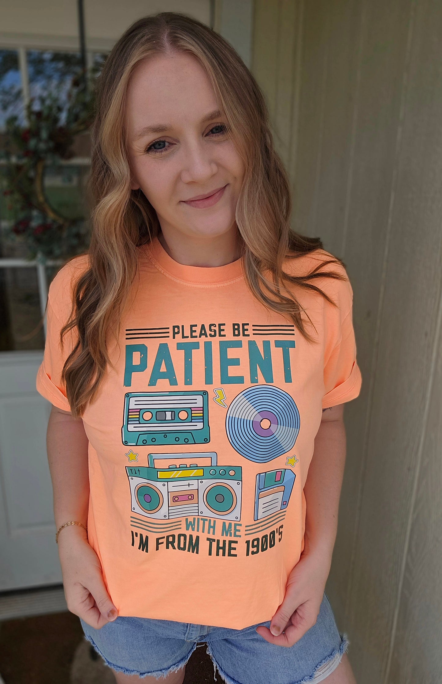 FROM THE 1900s Neon Peach Vintage Wash Tee
