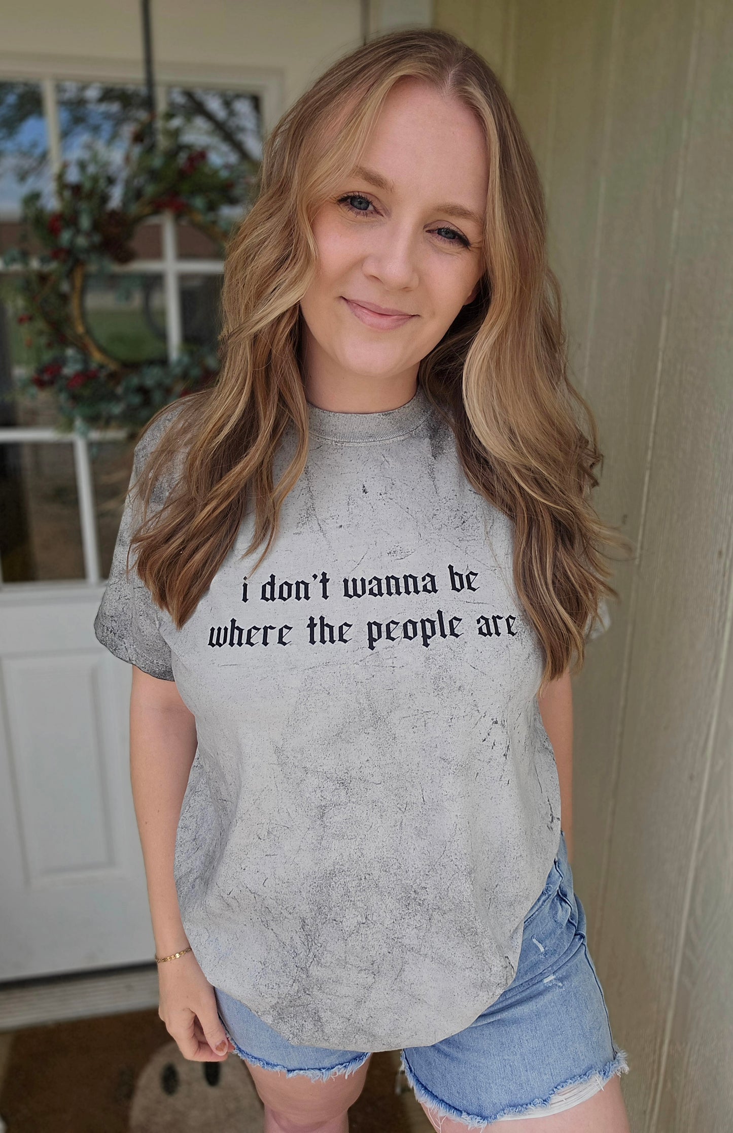 DON'T WANT TO BE WHERE THE PEOPLE ARE Colorblast Wash Tee