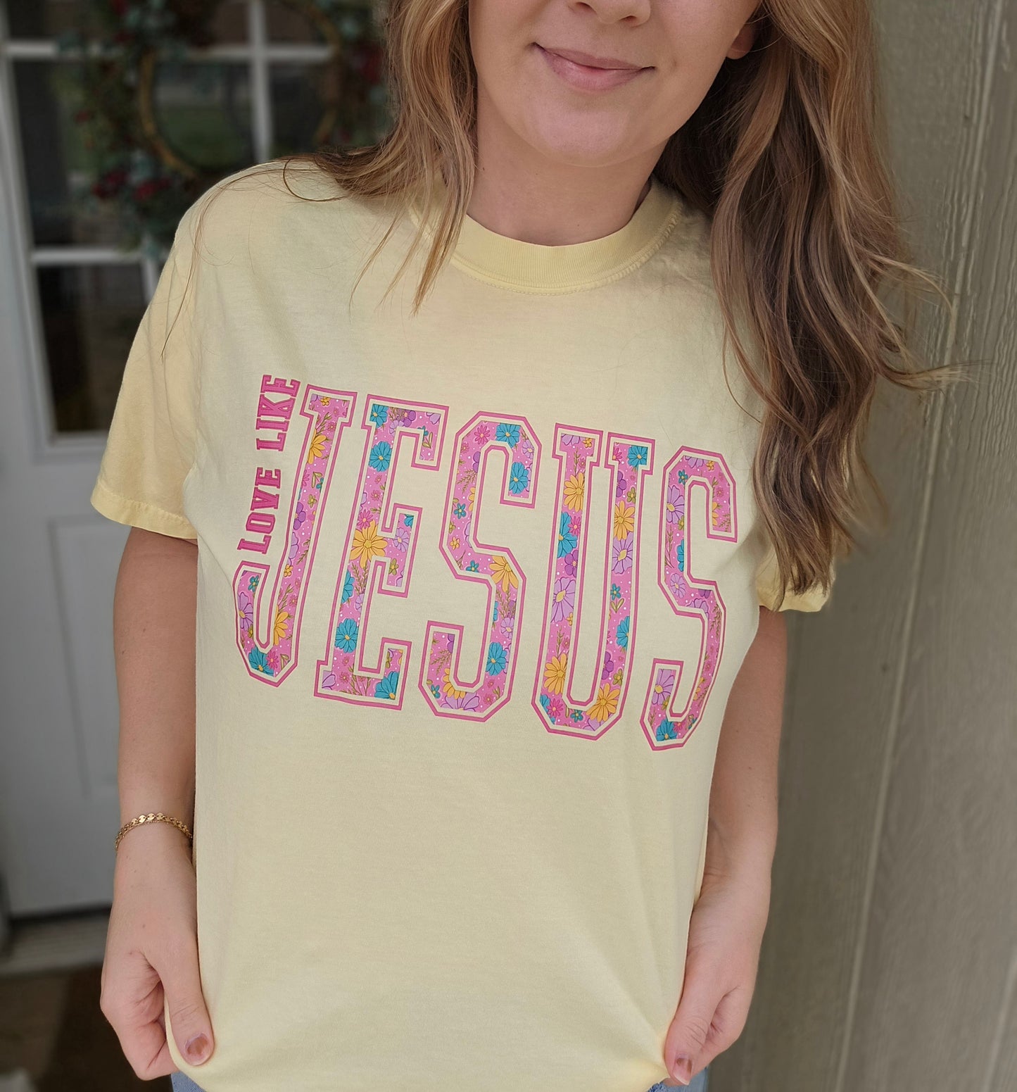 LOVE LIKE JESUS Banana Yellow Vintage Wash Tee