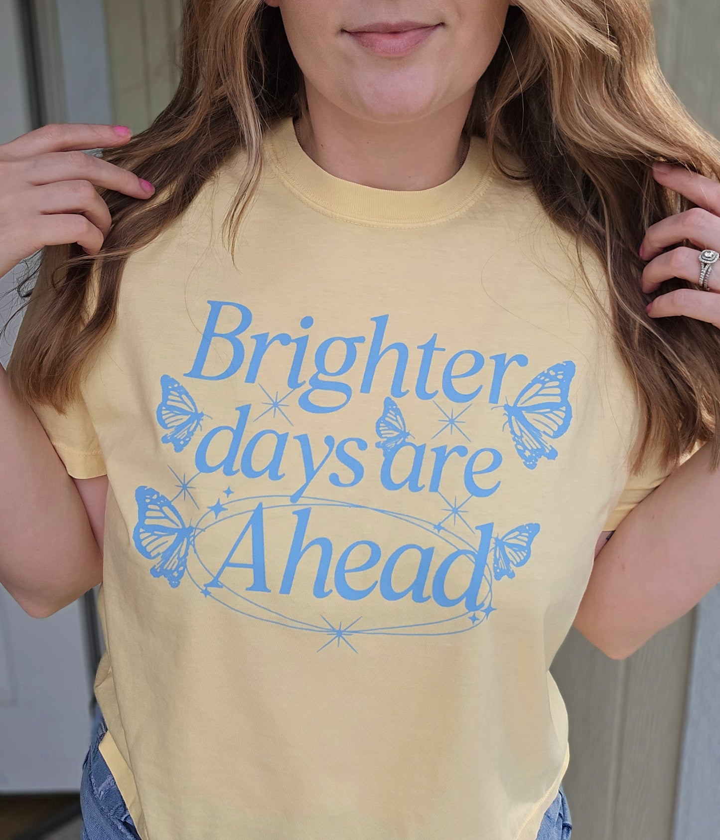 BRIGHTER DAYS AHEAD Butter *Crop* Vintage Wash Tee