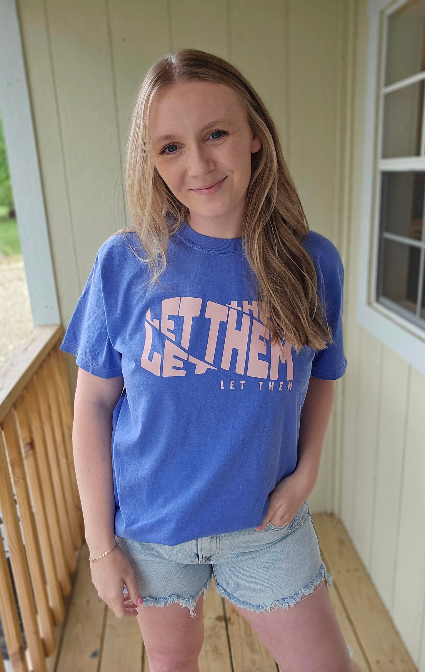 LET THEM Periwinkle Vintage Wash Tee
