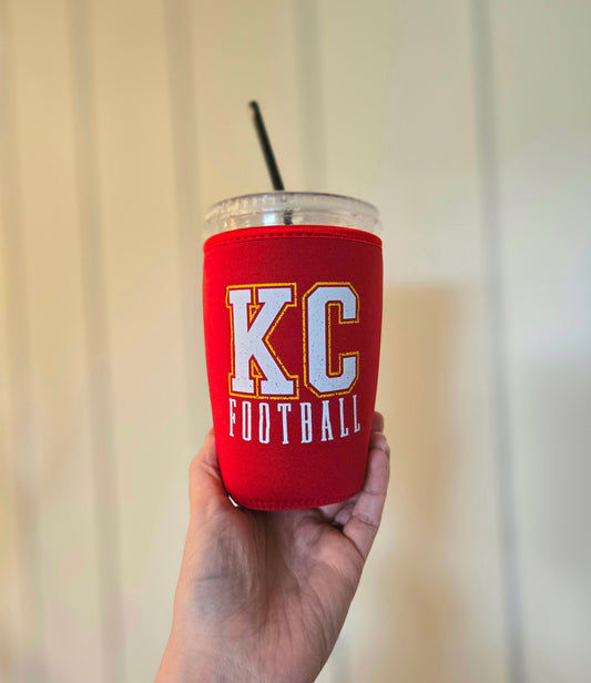 KC FOOTBALL 22/24oz. Red Coffee Sleeve