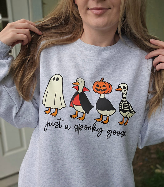JUST A SPOOKY GOOSE Ash Grey Crewneck Sweatshirt