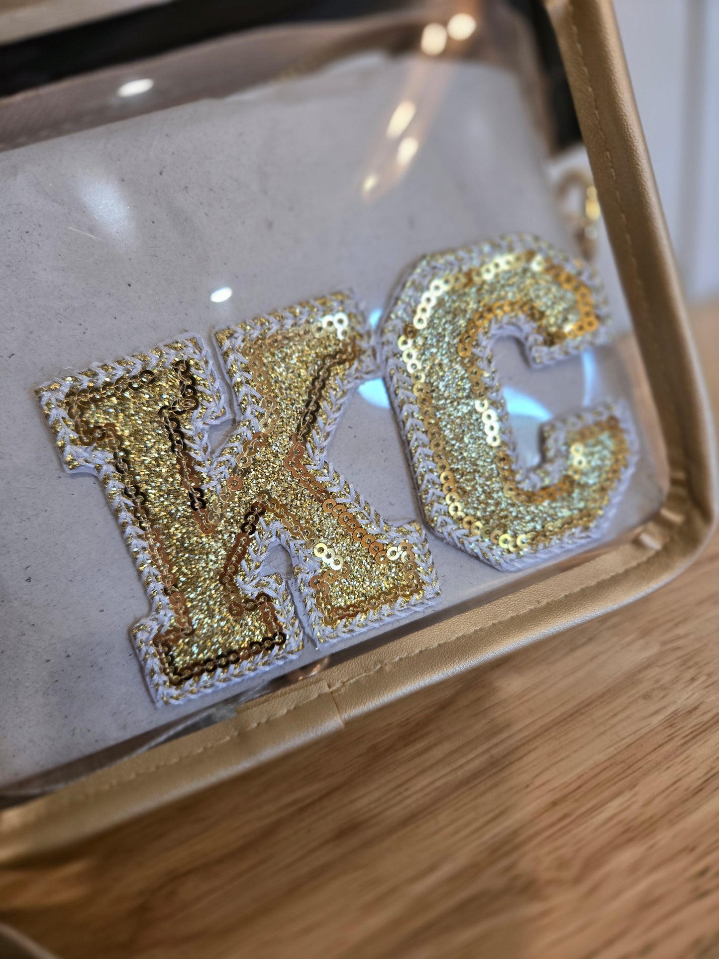 KC GLITTER Gold/Clear Stadium Bag