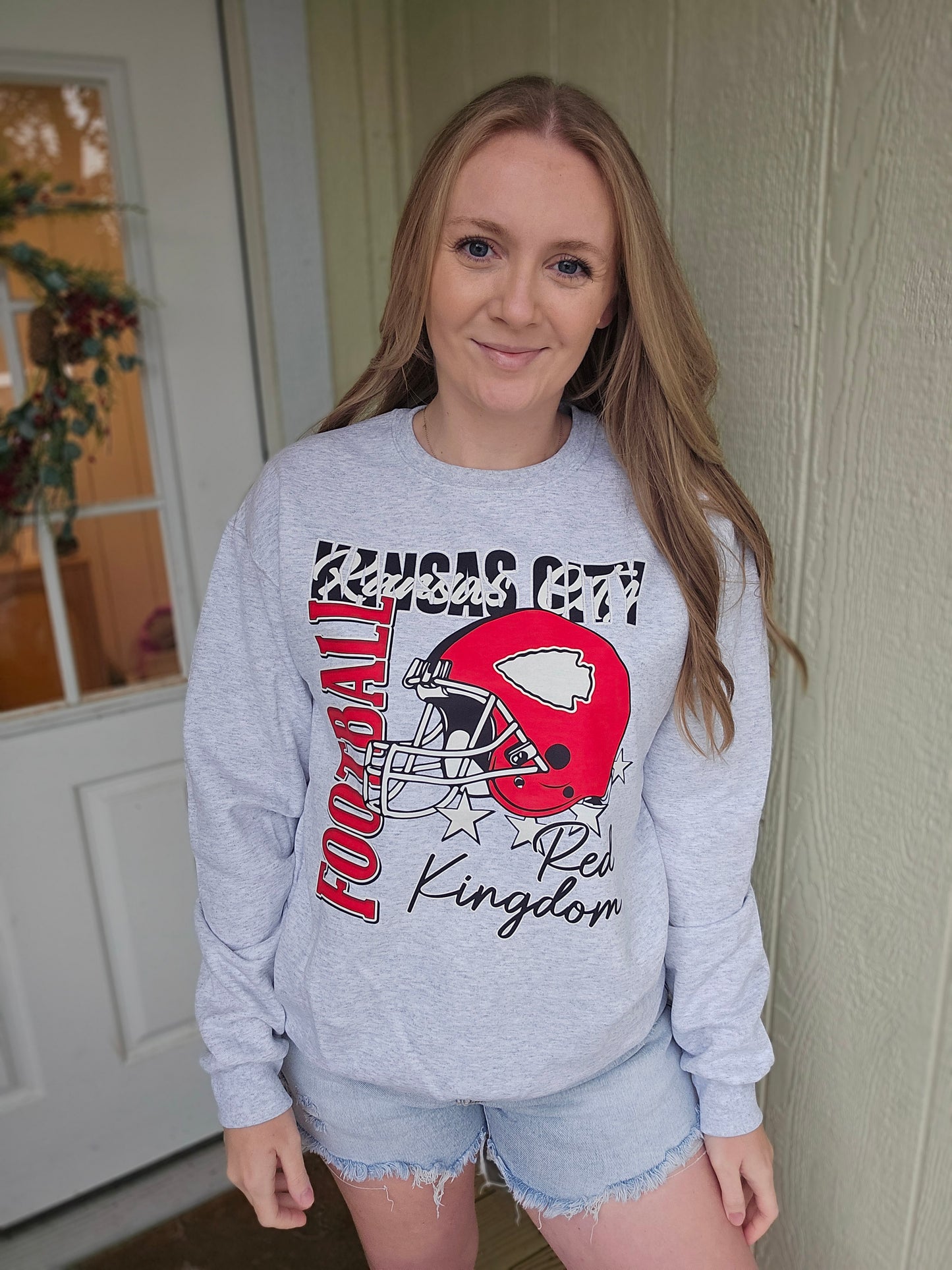 KC HELMET/STAR Ash Grey Crewneck Sweatshirt