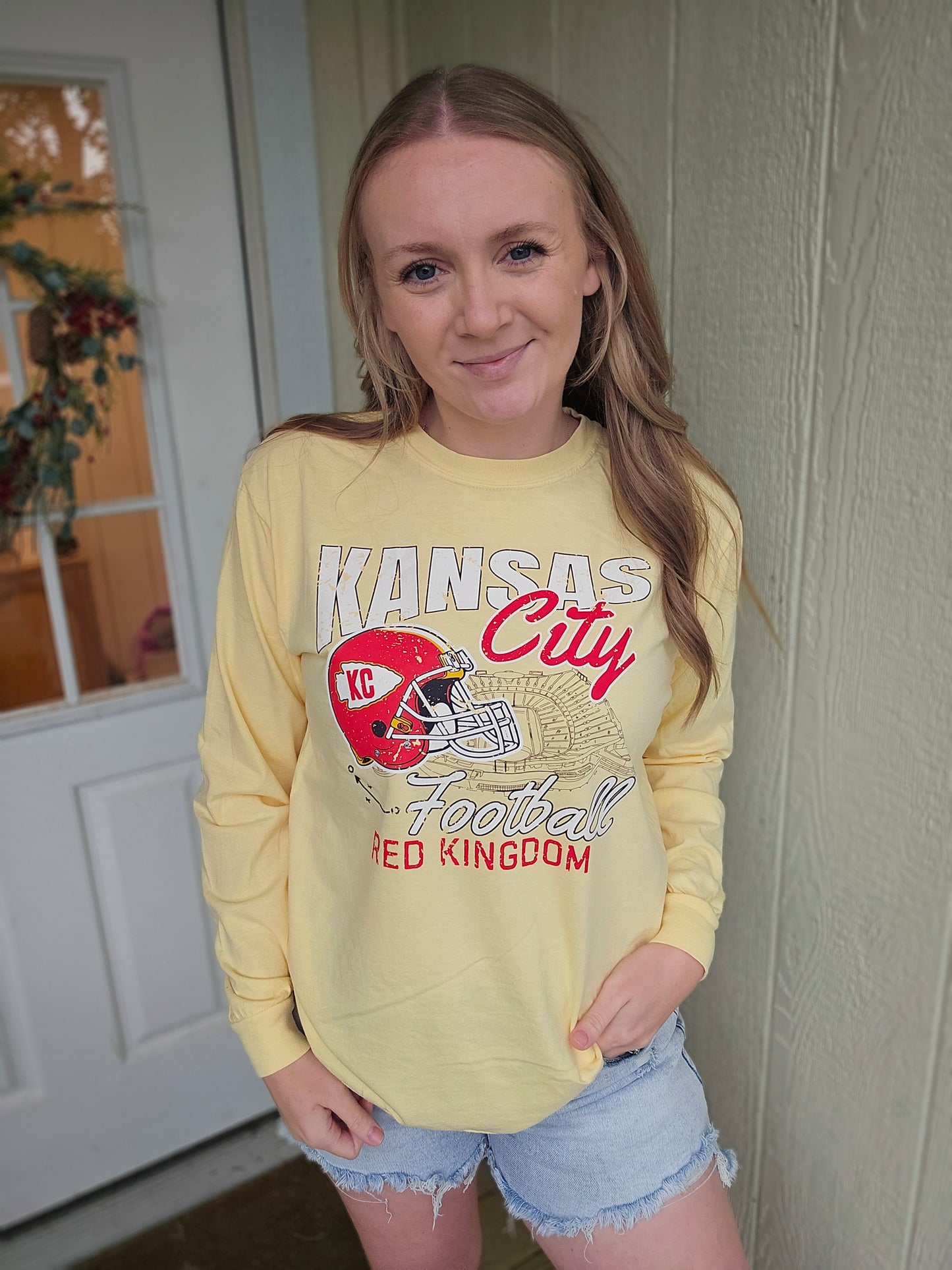 KC RETRO STADIUM Butter Yellow Long Sleeve Tee