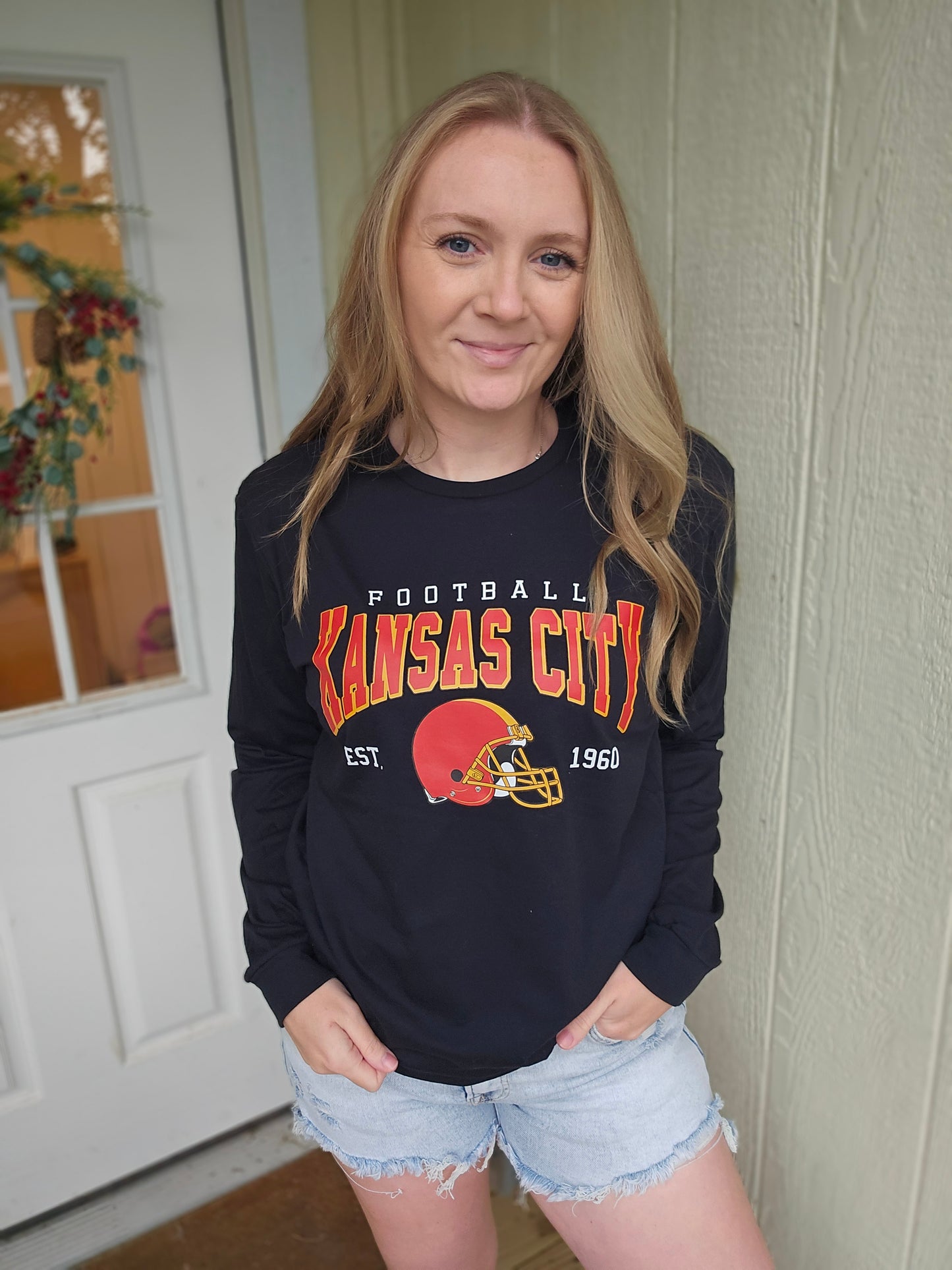 KANSAS CITY FOOTBALL 1960 Black Long Sleeve Tee