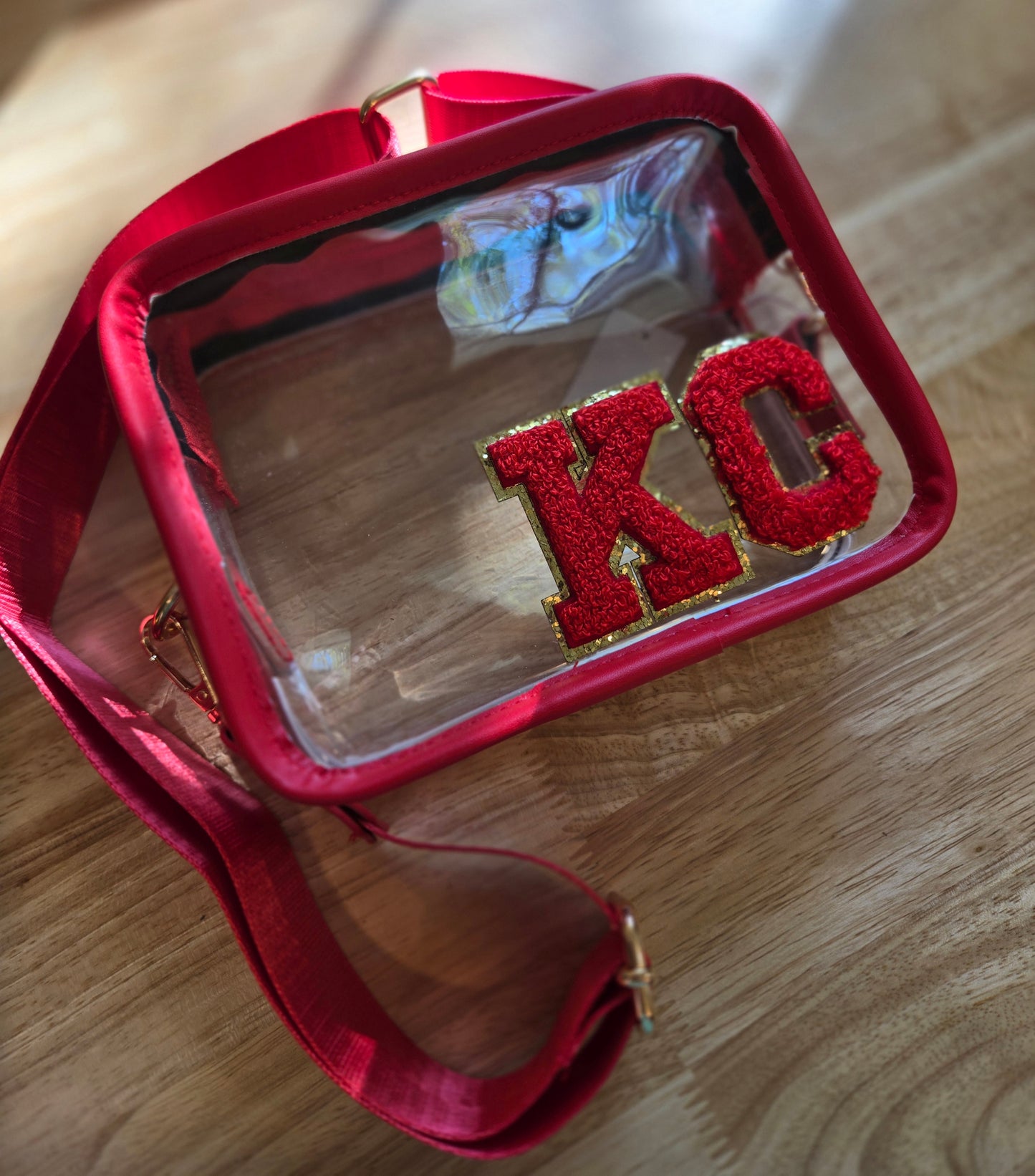 KC CHENILLE Red/Clear Stadium Bag