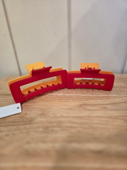 2-TONE Red/Gold Claw Clip (JUMBO)