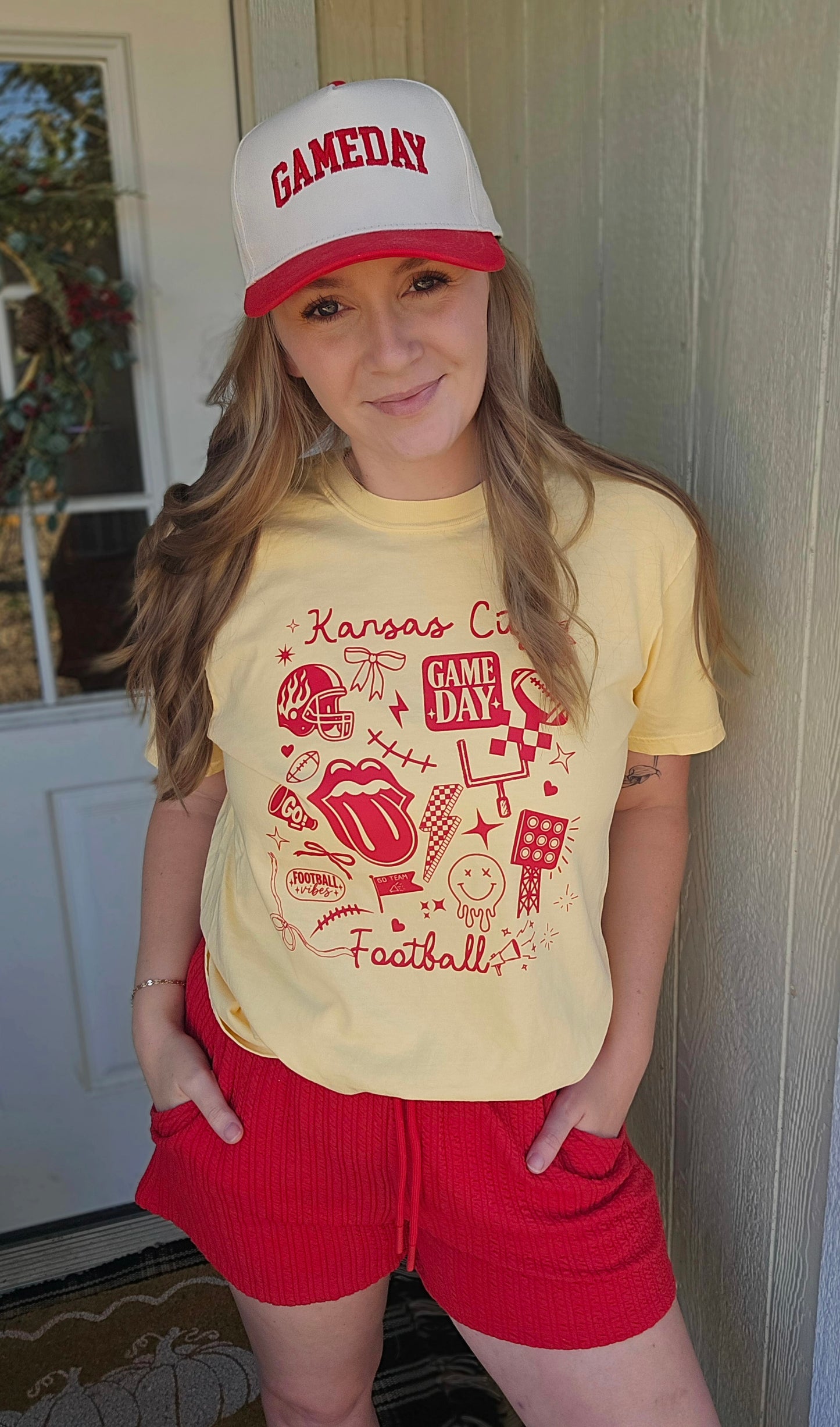 KC DOODLE Butter Yellow Vintage Wash Tee