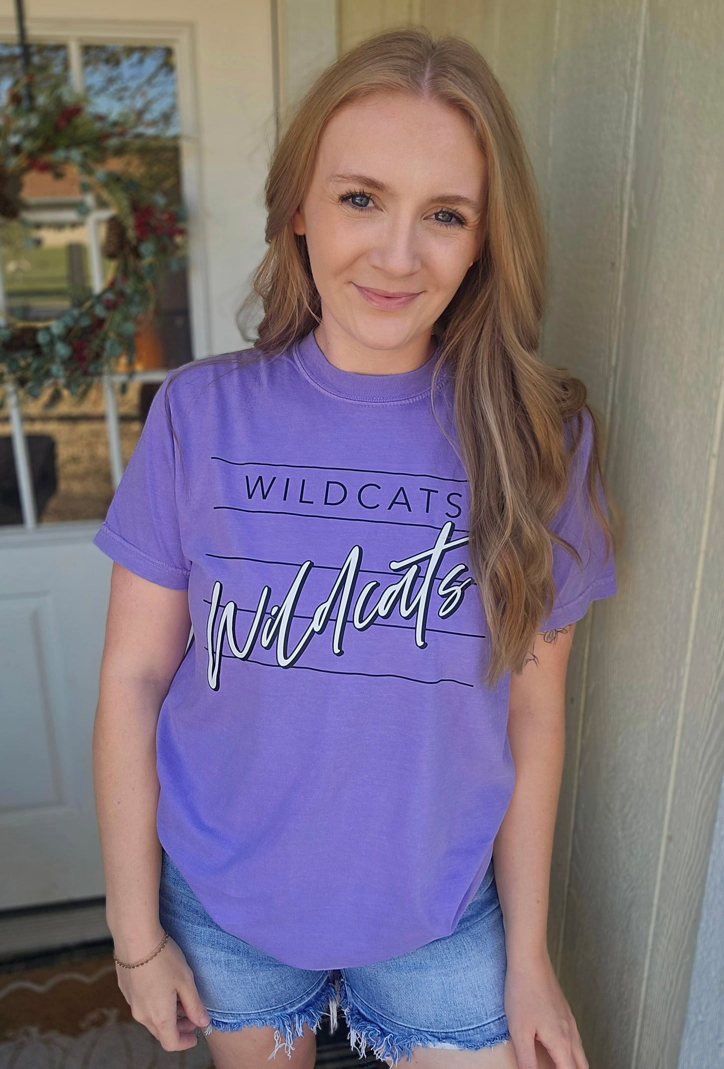 WILDCATS Lines Violet Vintage Wash Tee