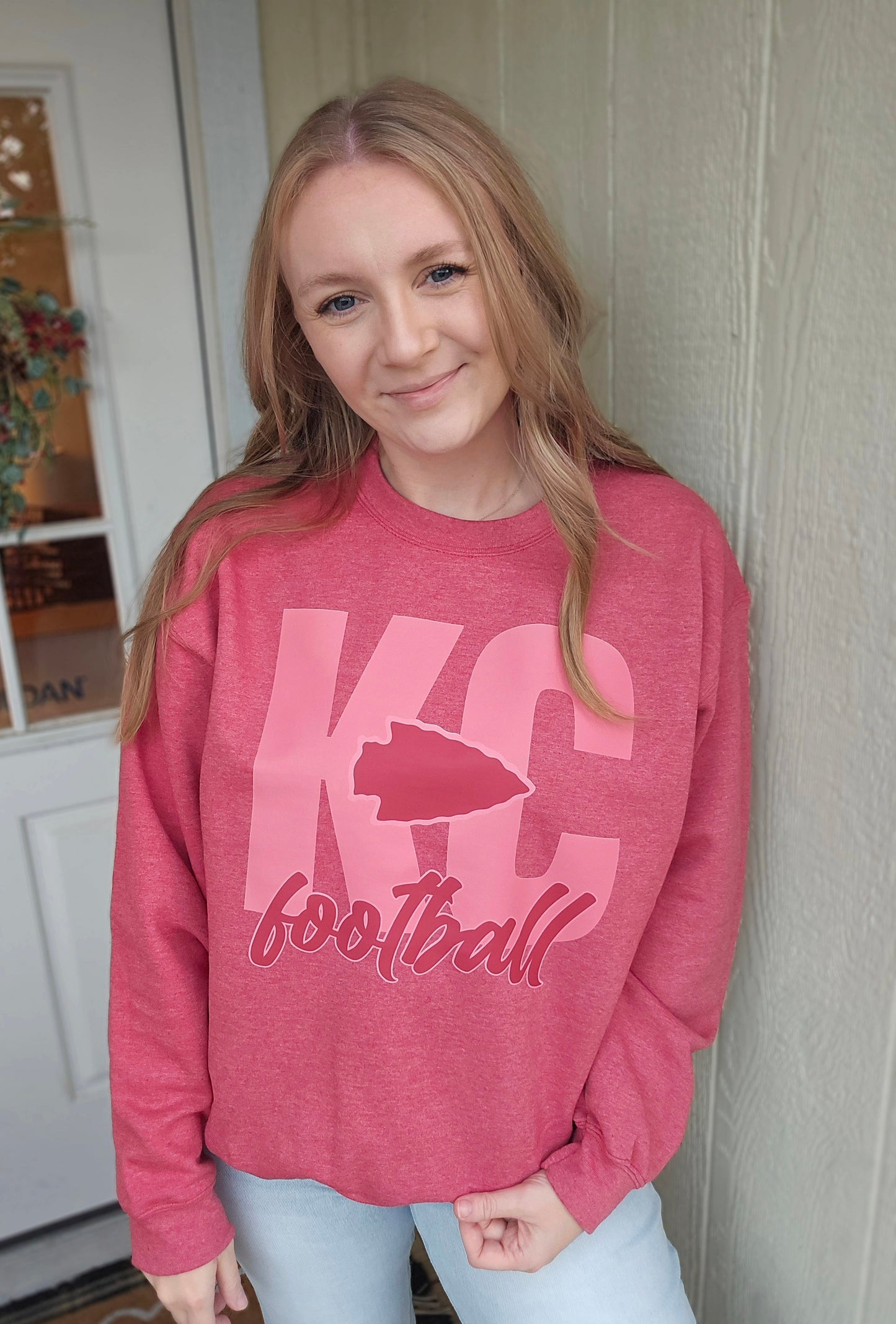KC PINK Tone on Tone Heather Red Crewneck Sweatshirt