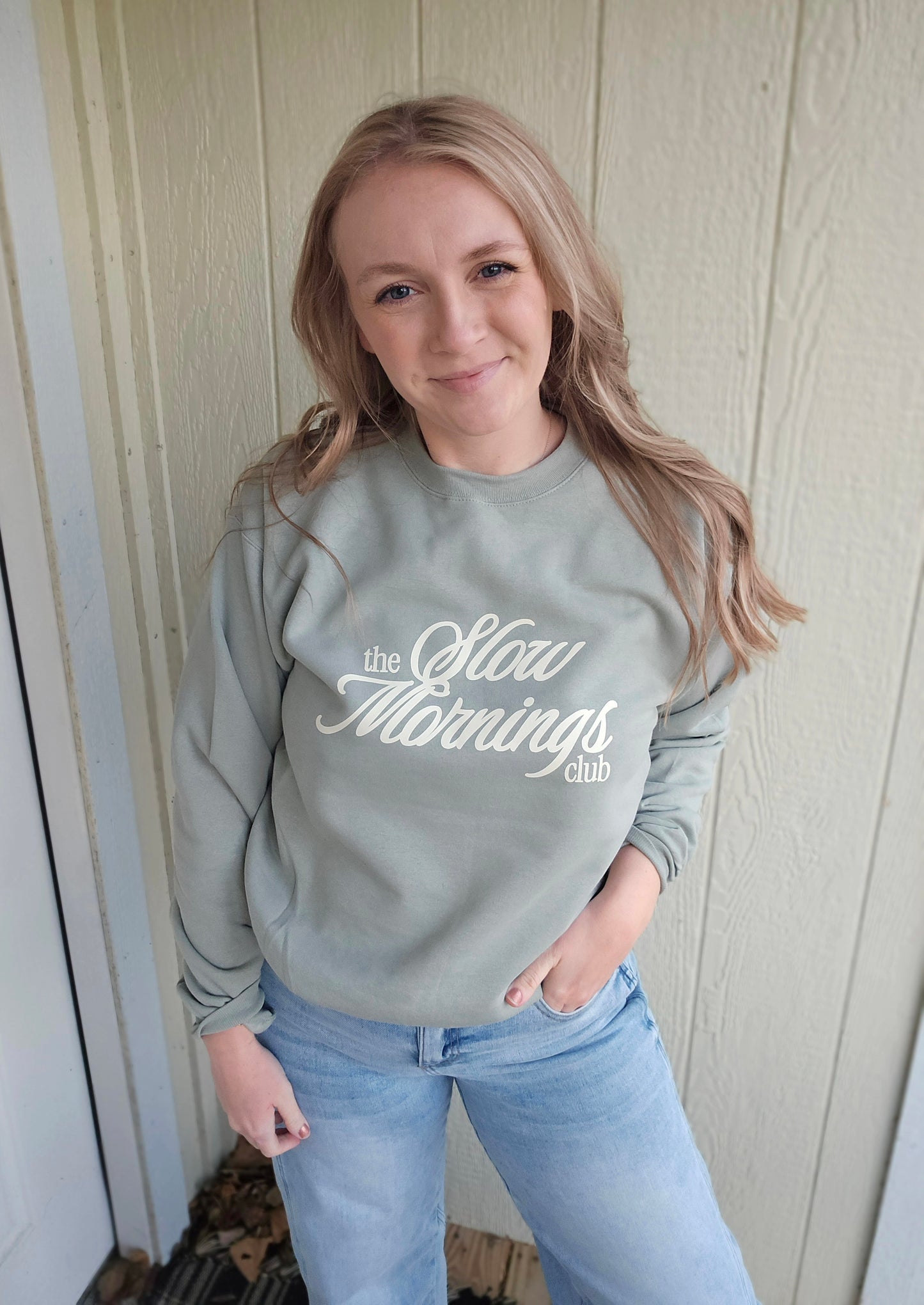 SLOW MORNINGS CLUB Sage Crewneck Sweatshirt