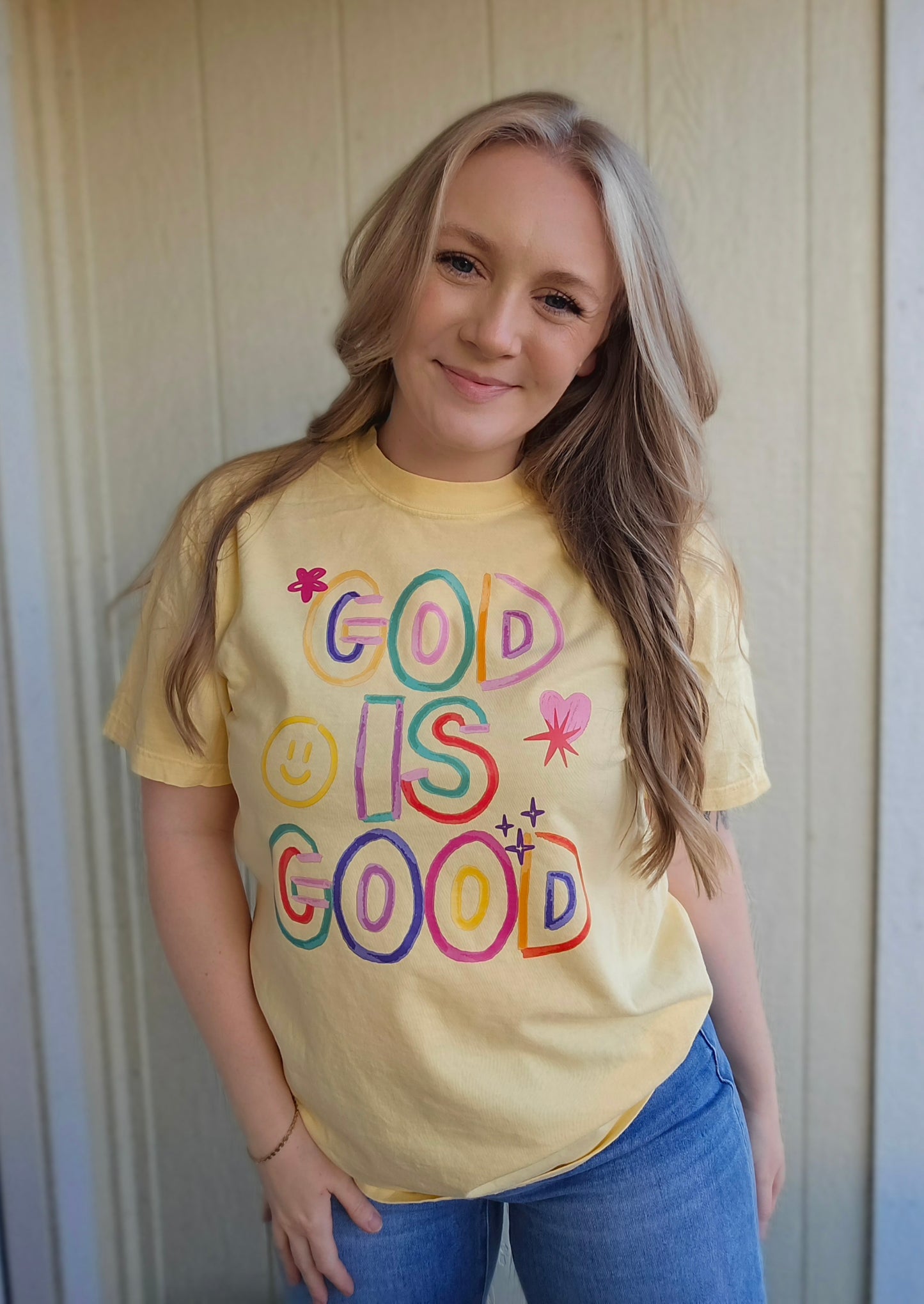 GOD IS GOOD Butter Yellow Vintage Wash Tee
