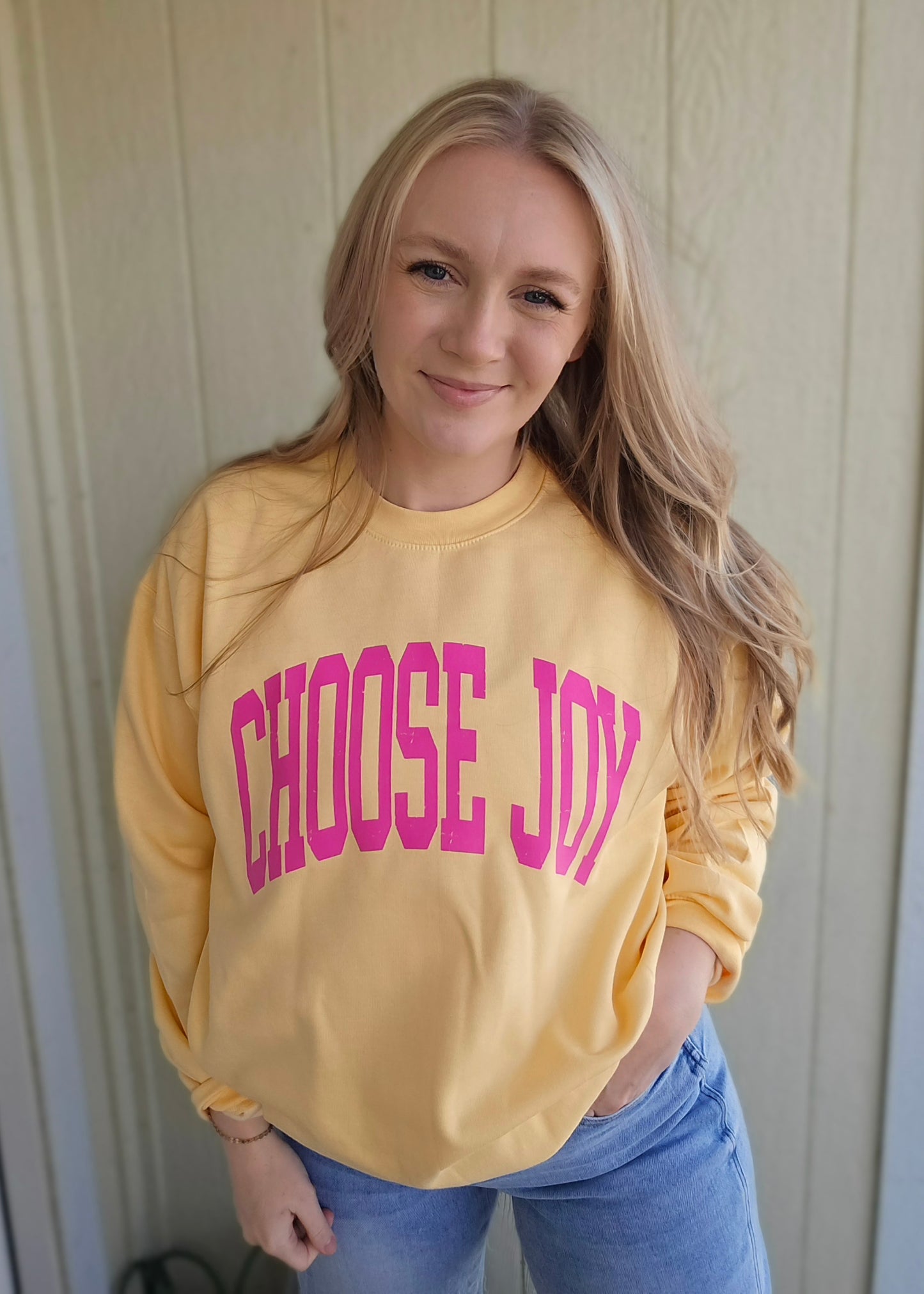 CHOOSE JOY Butter Yellow Crewneck Sweatshirt