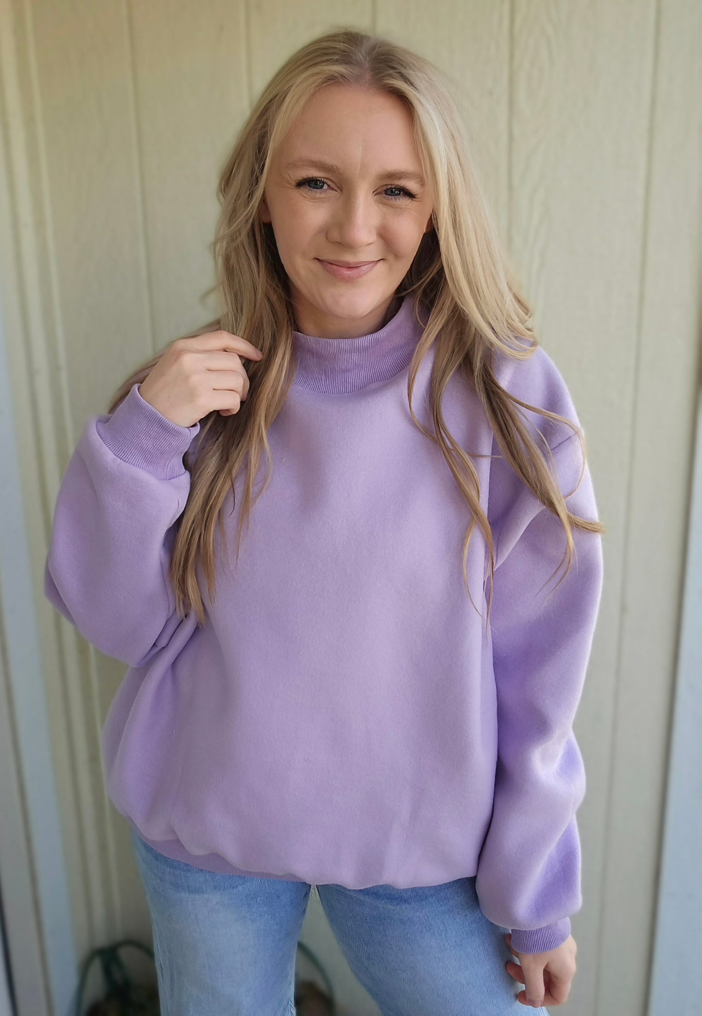 WILDCATS Script Lavender Mock-Neck Sweatshirt
