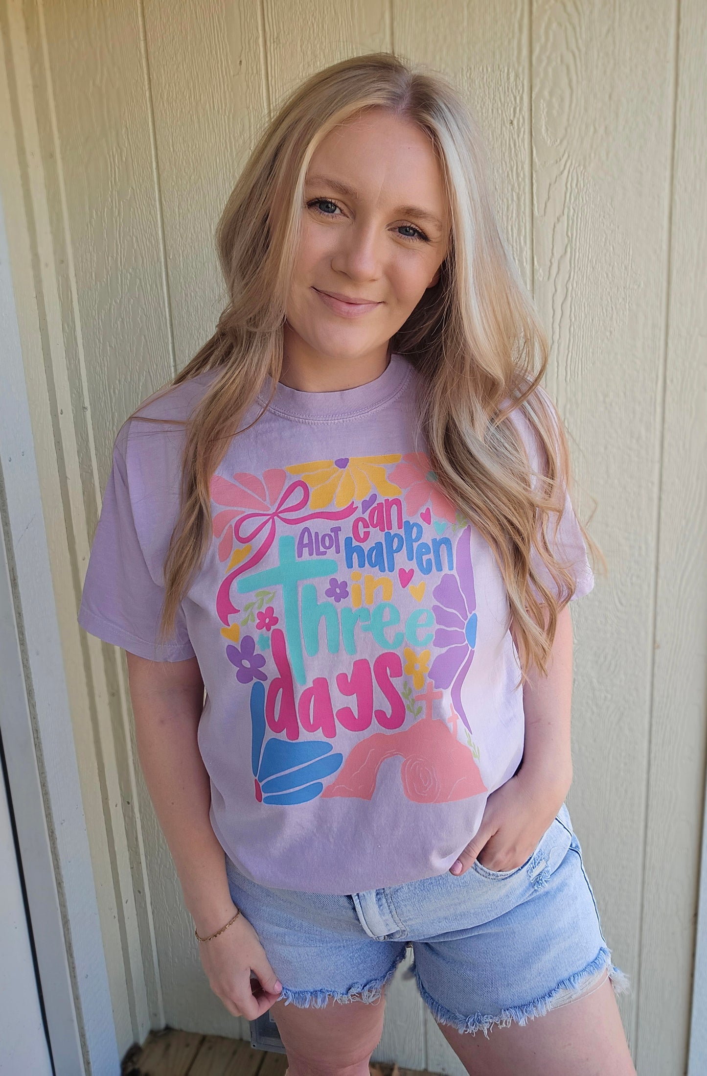 IN THREE DAYS Lavender Vintage Wash Tee