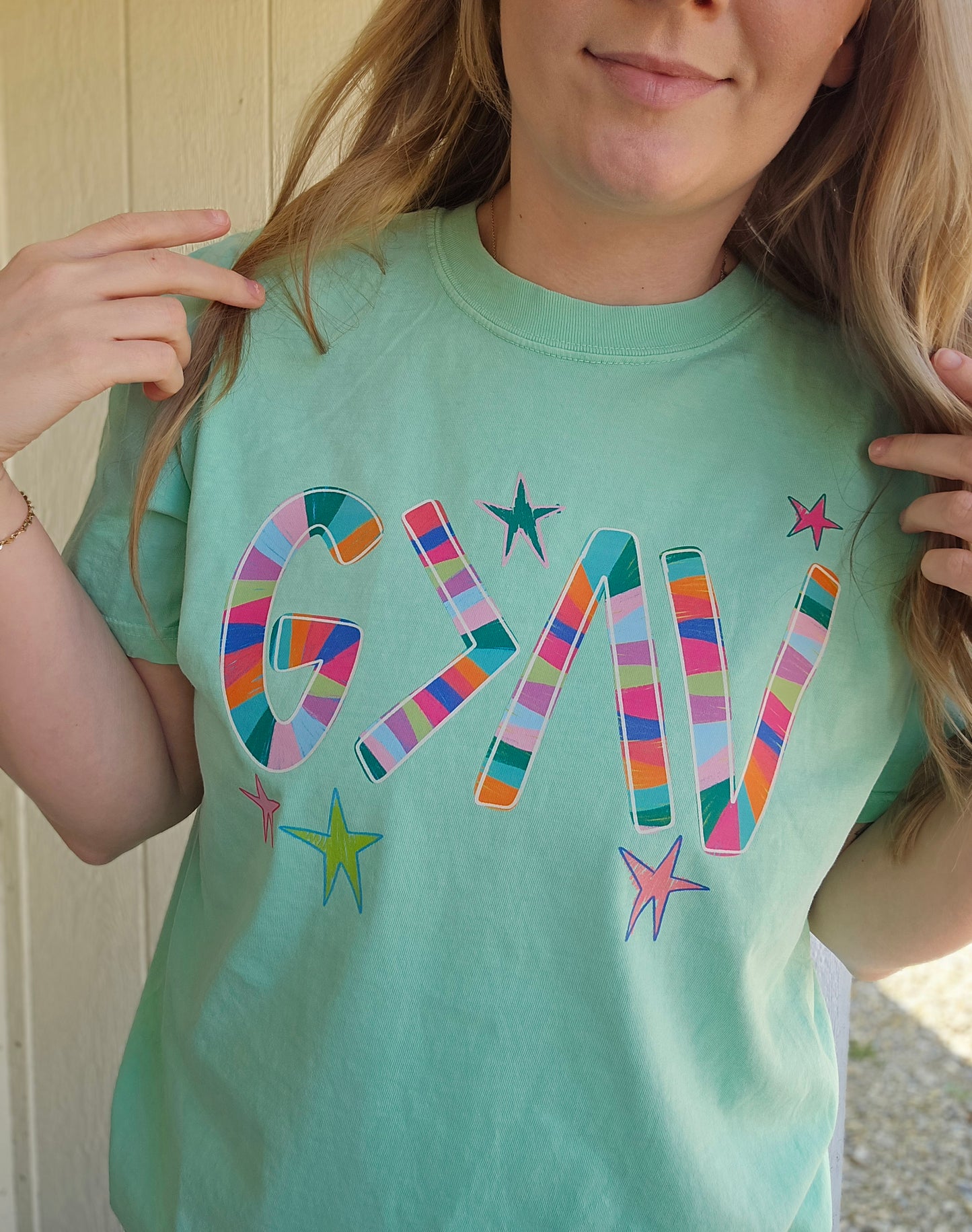 GOD IS GREATER Mint Vintage Wash Tee