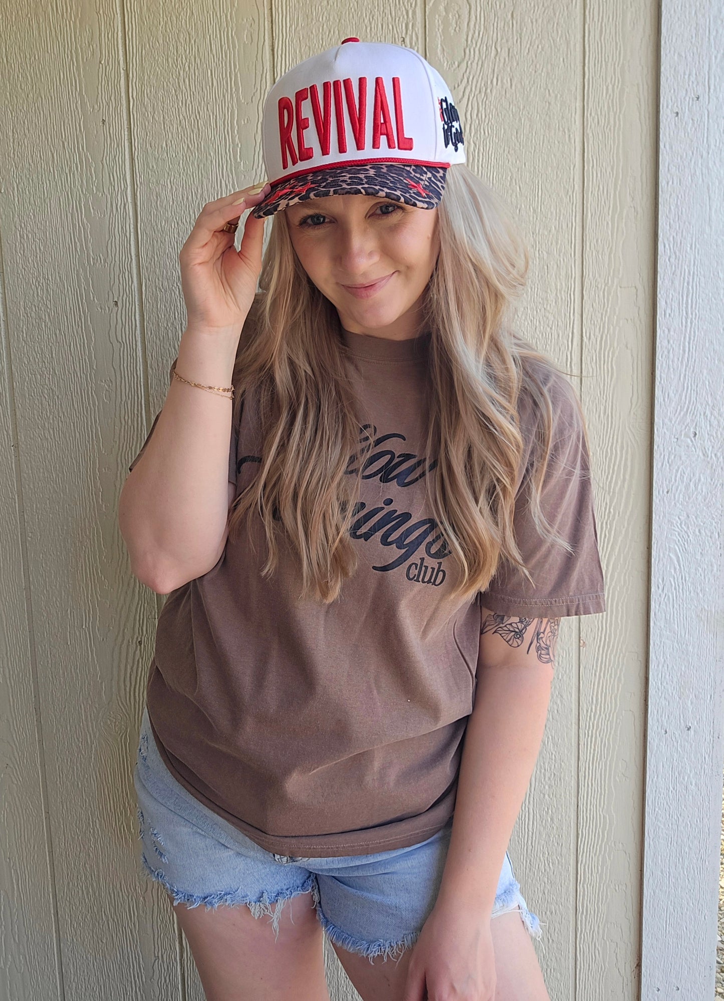 REVIVAL (Glory To God) Puff Embroidered Leopard Trucker Hat