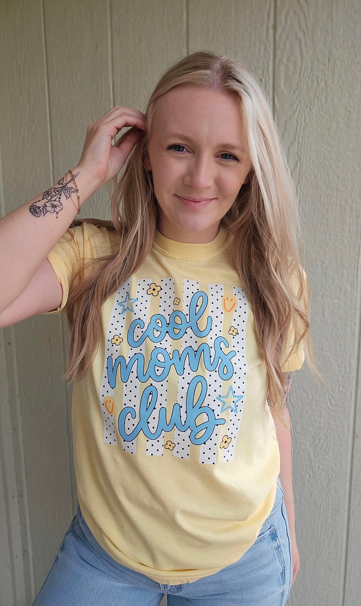 COOL MOMS CLUB Polka Dot Butter Vintage Wash Tee