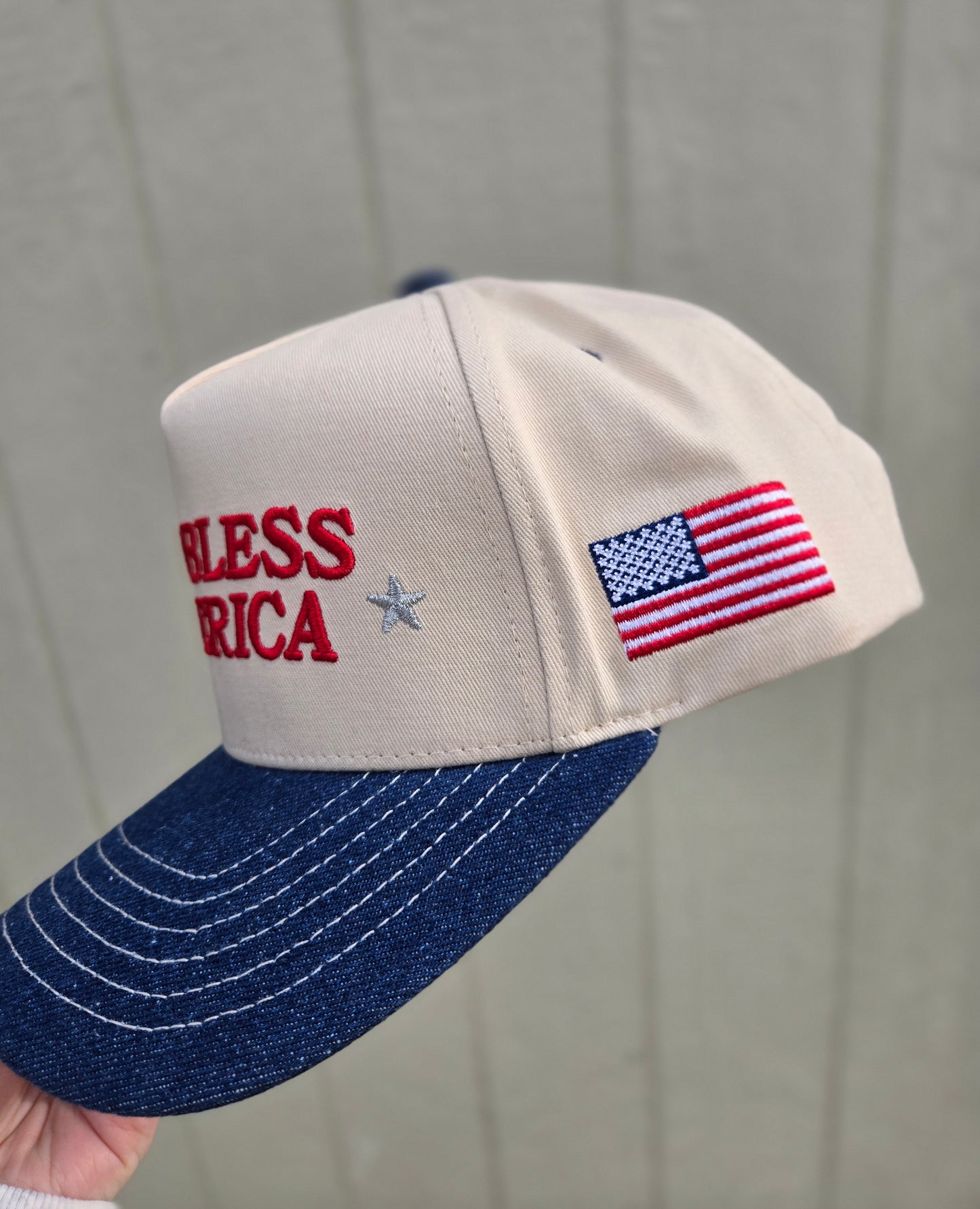 GOD BLESS AMERICA Two-Tone Embroidered Trucker Hat