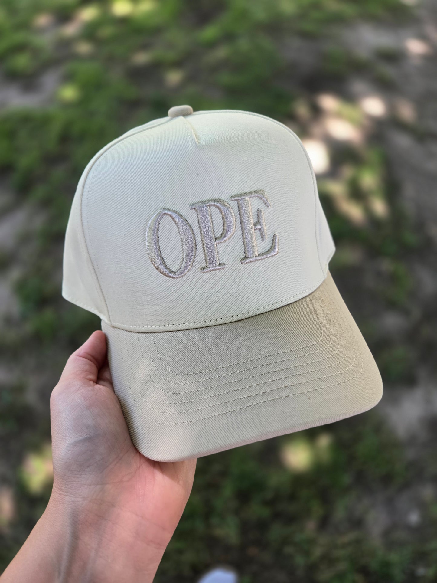 OPE Two-Tone Beige/Tan Trucker Hat