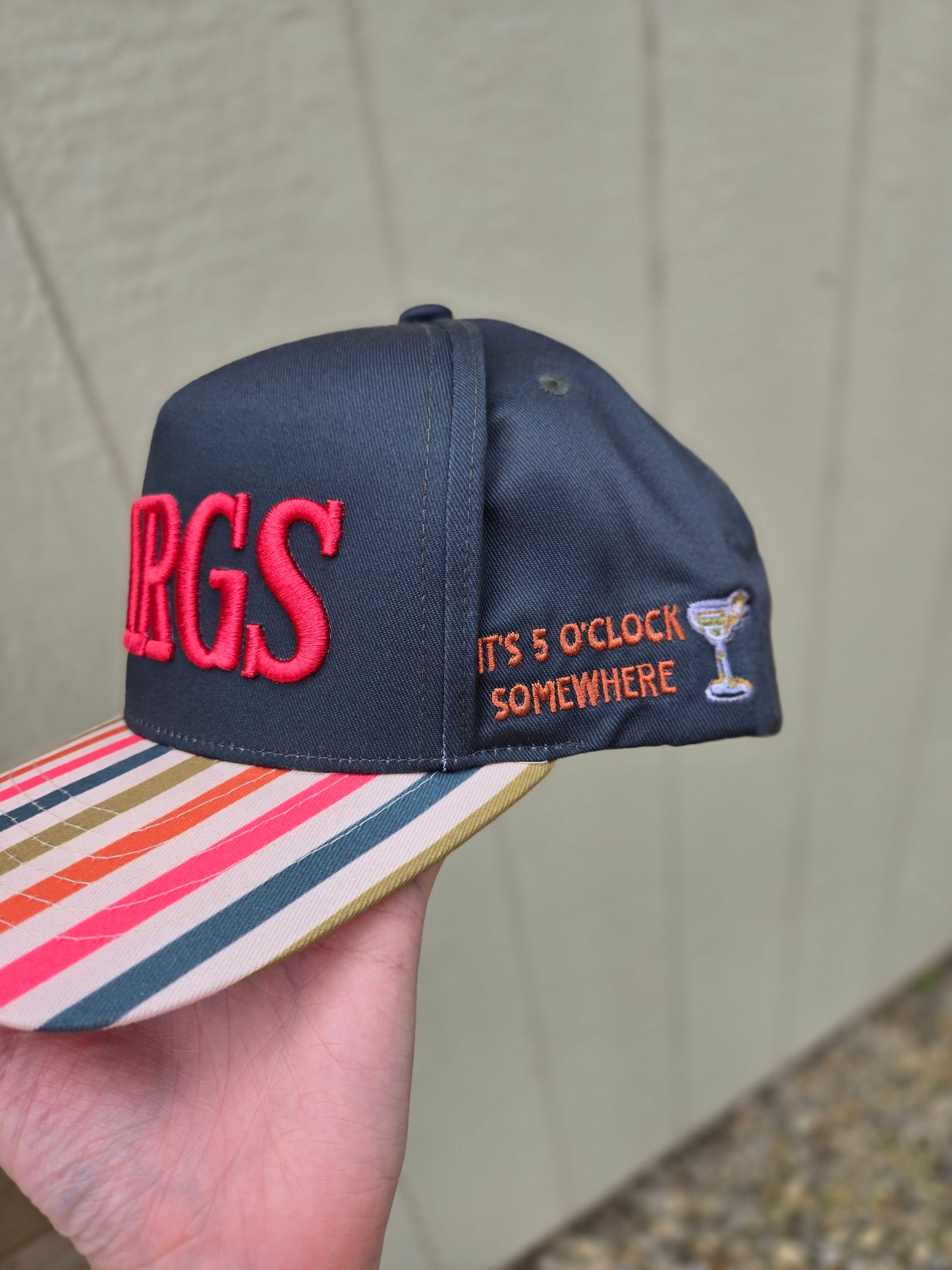 MARGS Stripe Puff Embroidered Trucker Hat