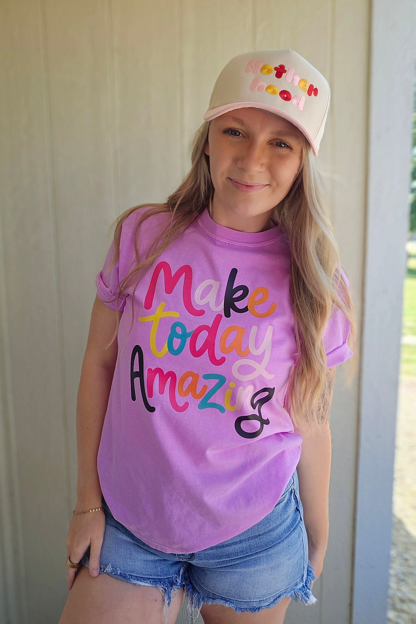 MAKE TODAY AMAZING Neon Purple Vintage Wash Tee