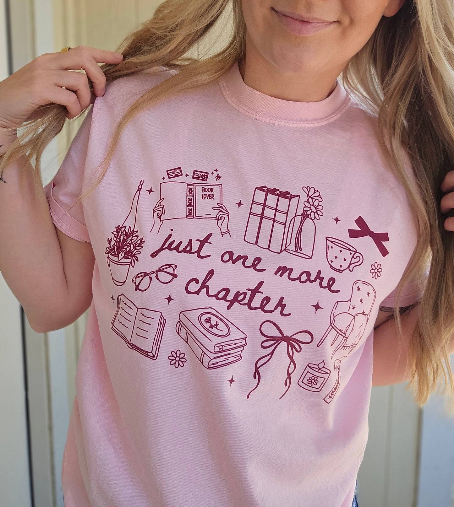 JUST ONE MORE CHAPTER Baby Pink Vintage Wash Tee