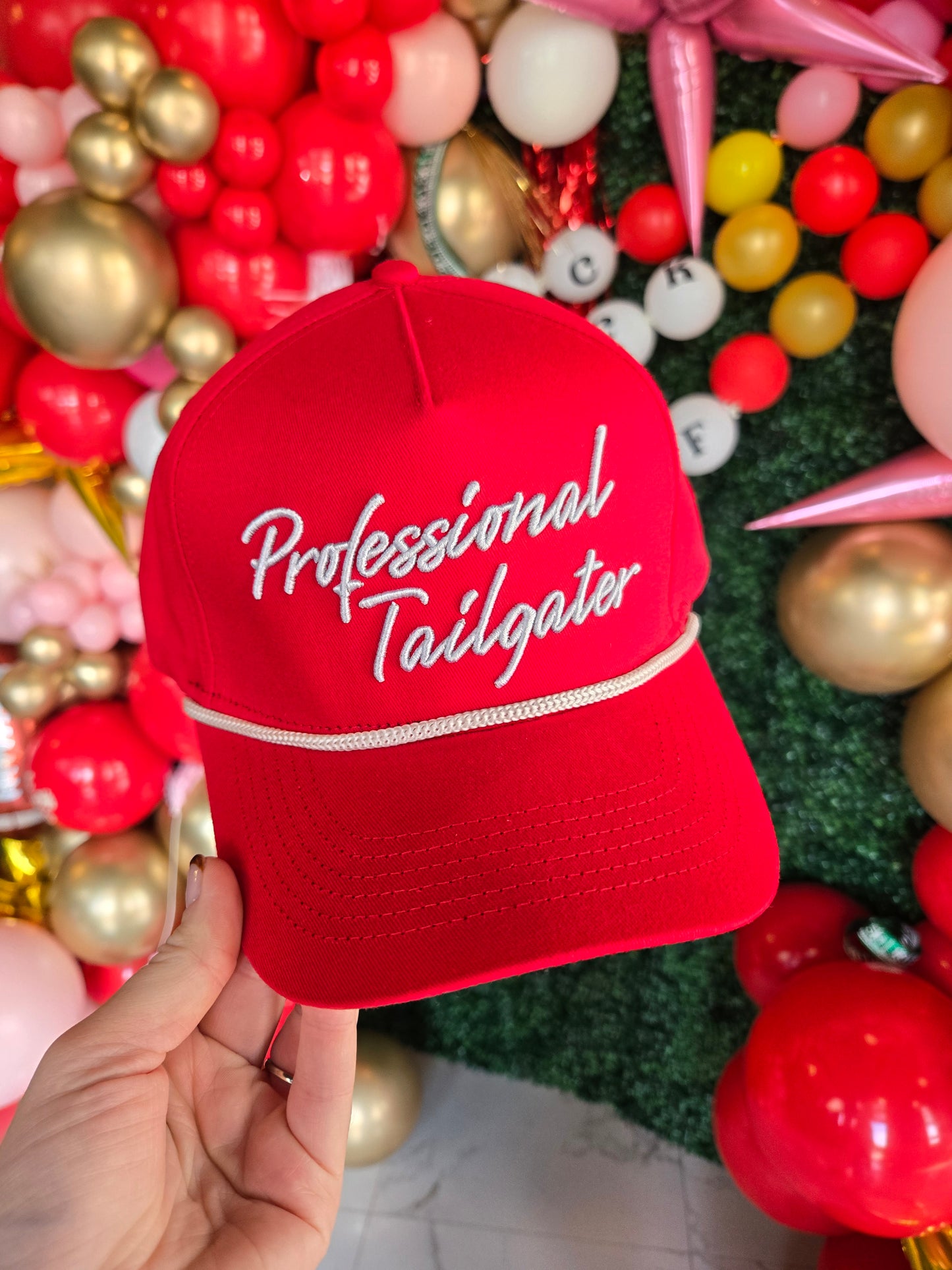 PROFFESIONAL TAILGATER Red Rope Trucker Hat
