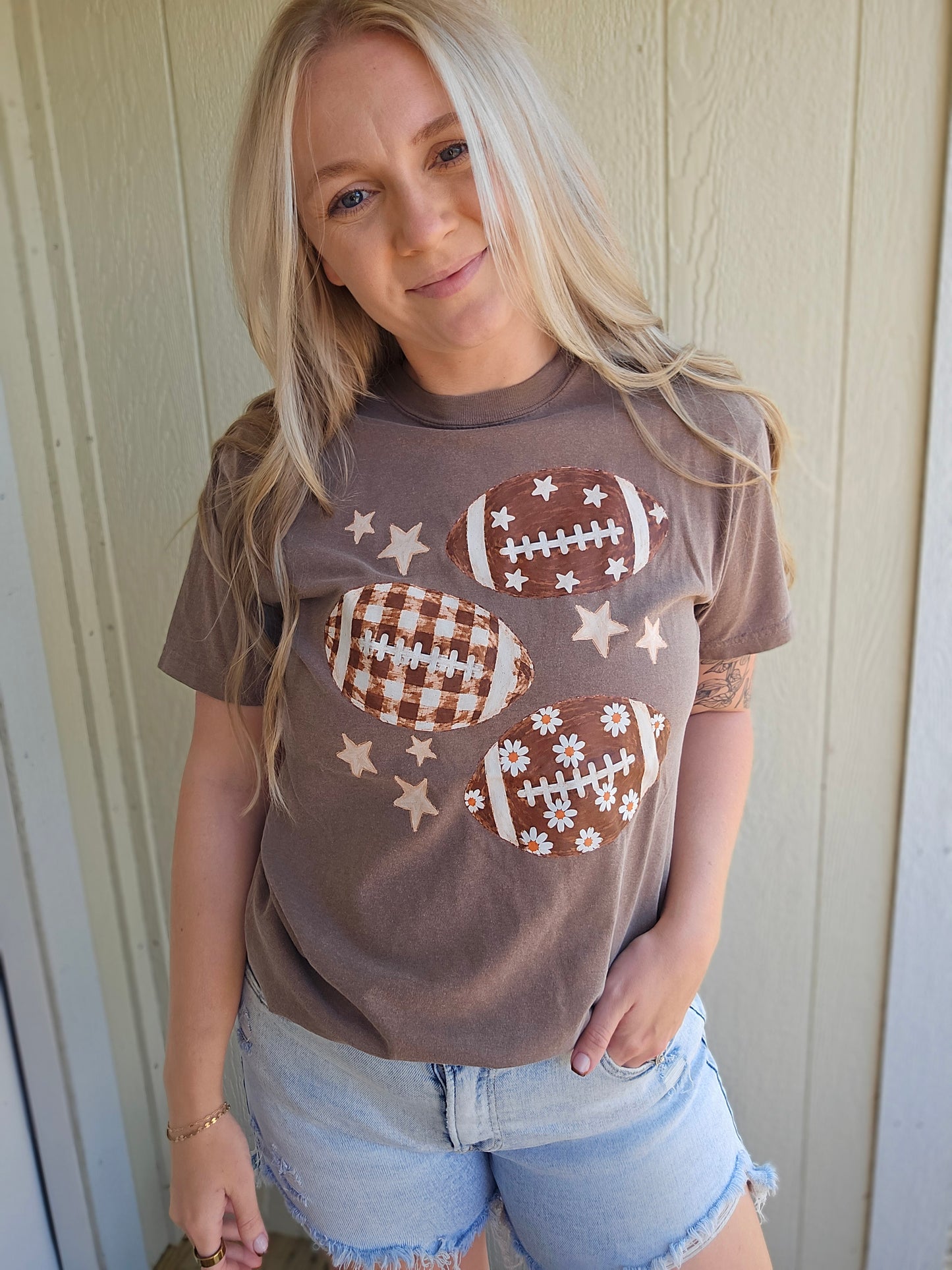 FOOTBALL TRIO Espresso Vintage Wash Tee