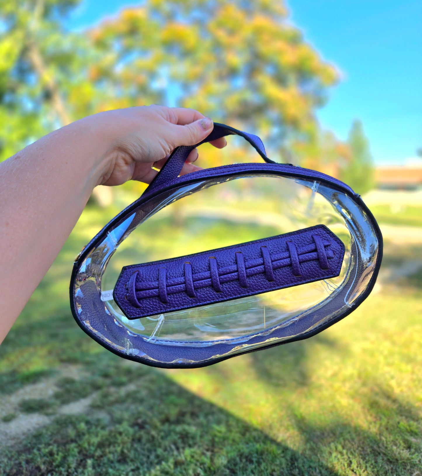 PURPLE FOOTBALL Clear Stadium Bag