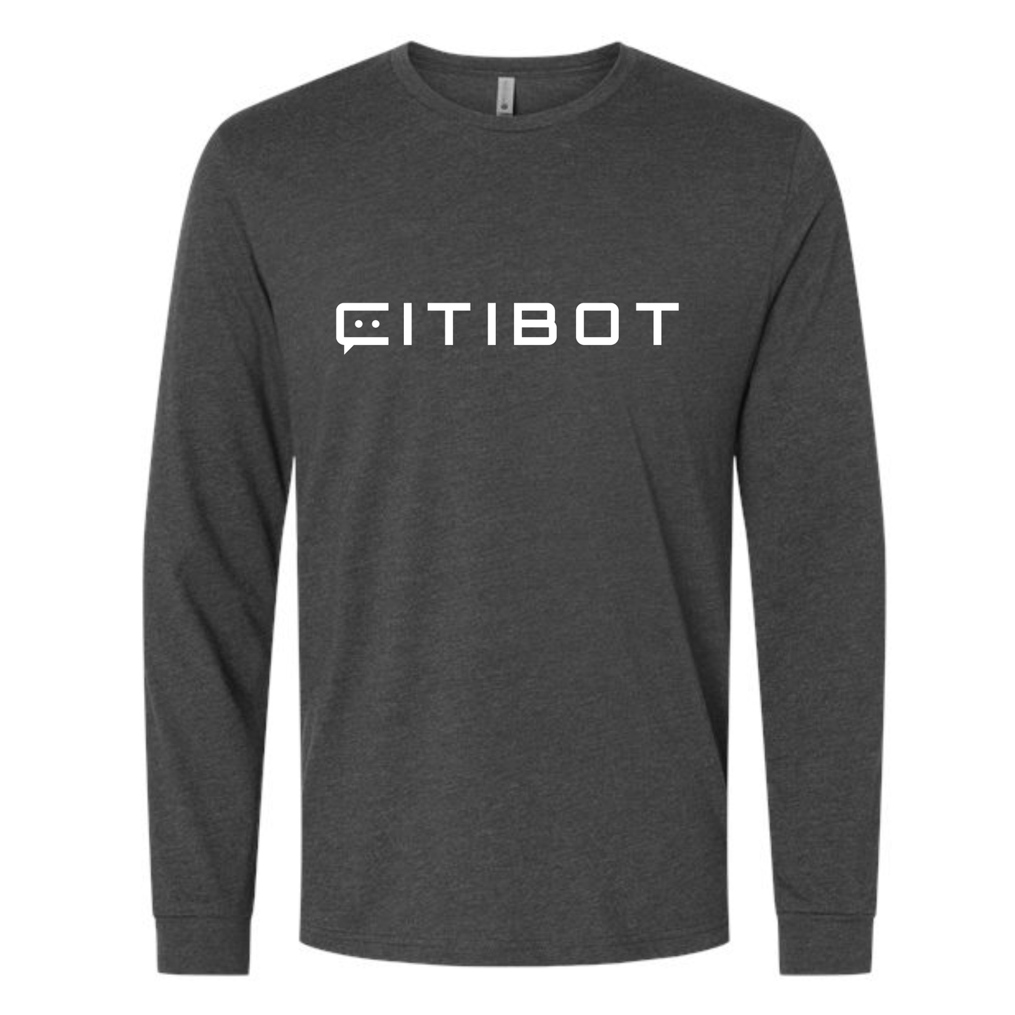CITIBOT White Logo Heather Charcoal Long Sleeve Tee