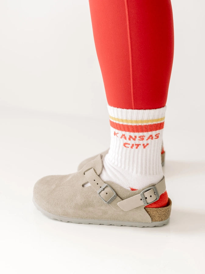 KC Retro Crew Socks - White/Red (ADULT)