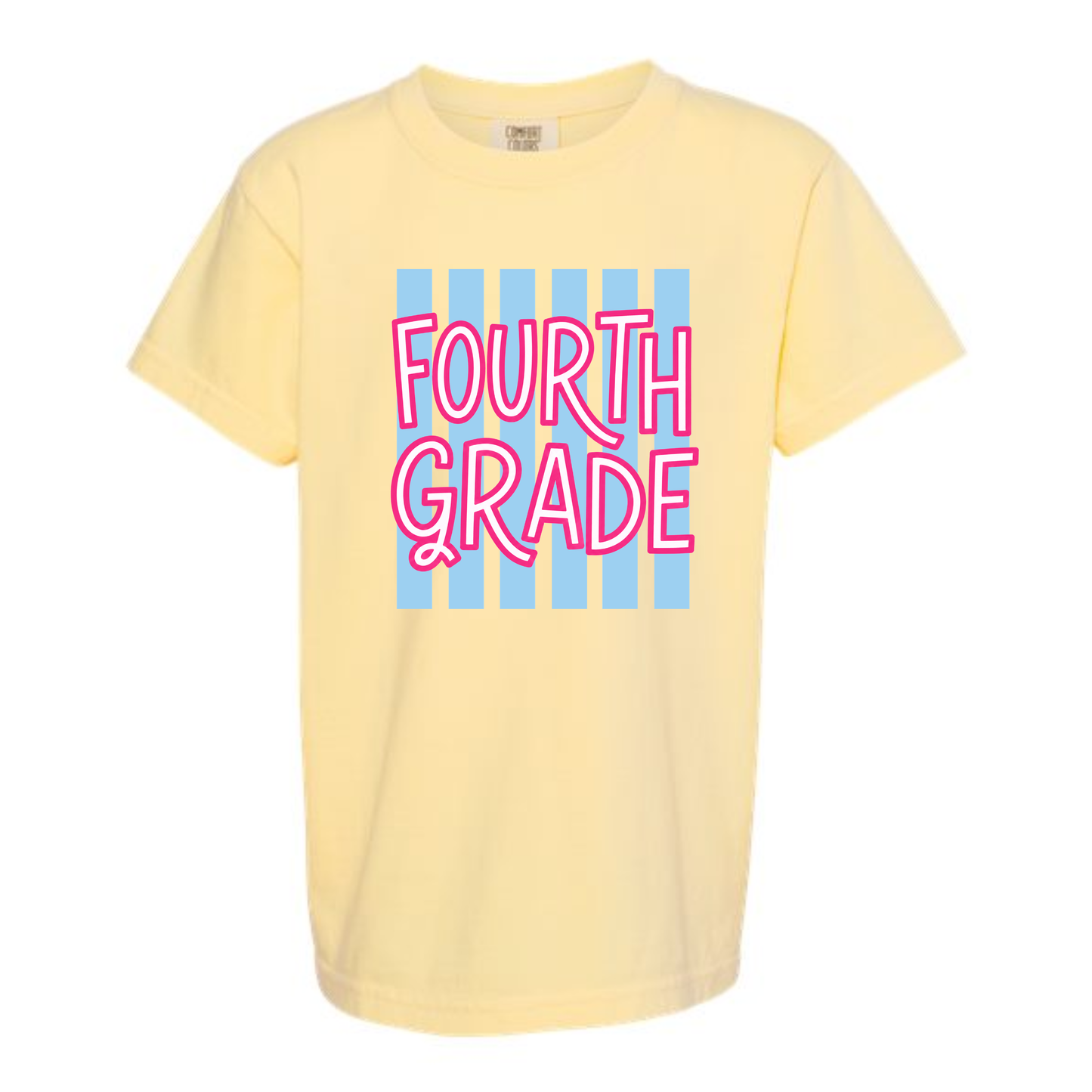 CUSTOM Back-To-School Stripe Butter Yellow Tee *Pre-Order*