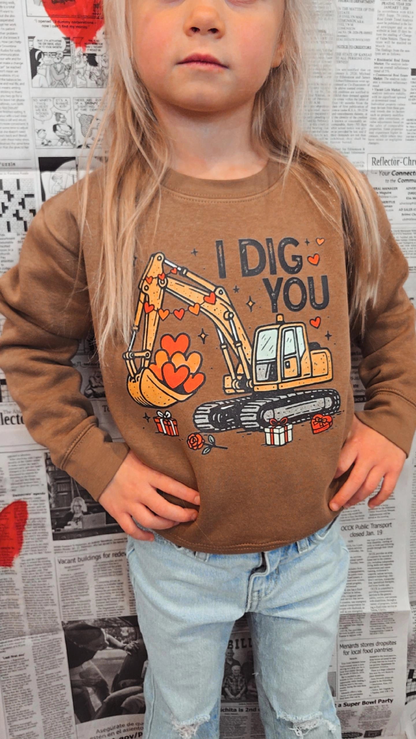 I DIG YOU Brown Crewneck Sweatshirt (TODDLER/YOUTH)