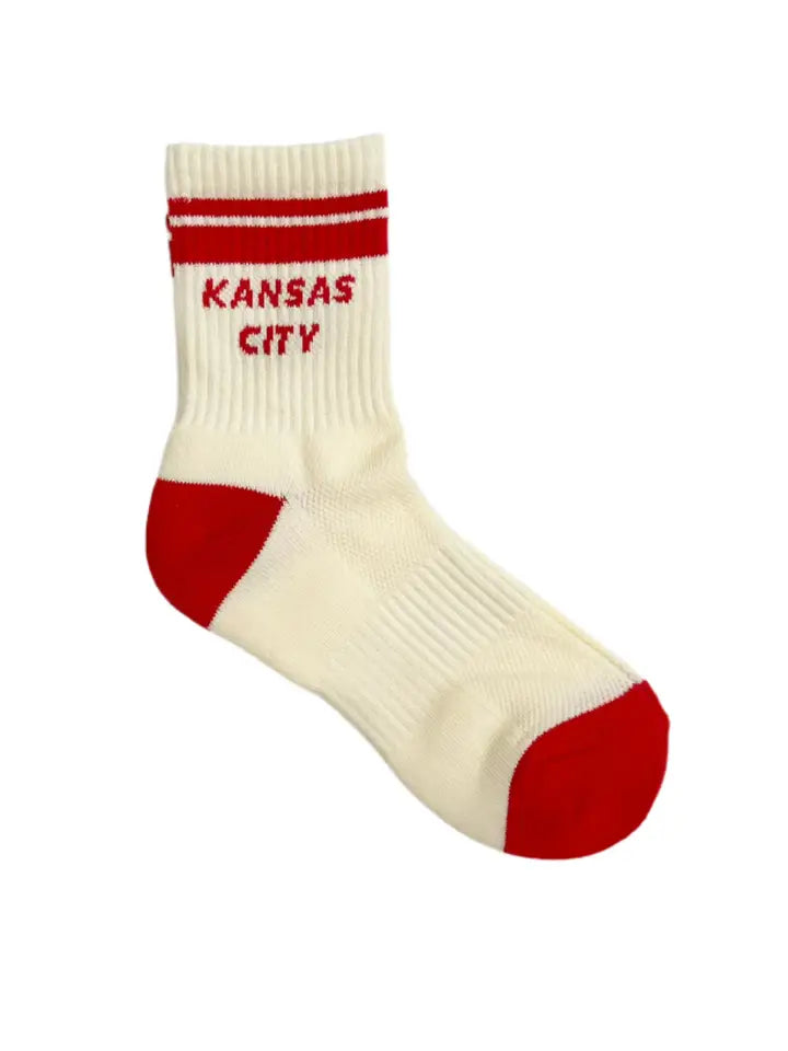 KC Retro Crew Socks - Ivory/Red (ADULT)