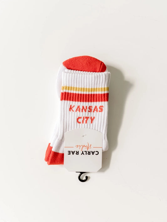 KC Retro Crew Socks - White/Red (ADULT)