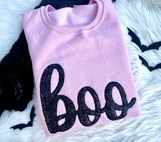 Boo Sequin Light Pink Tee/Crewneck (*PREORDER*)